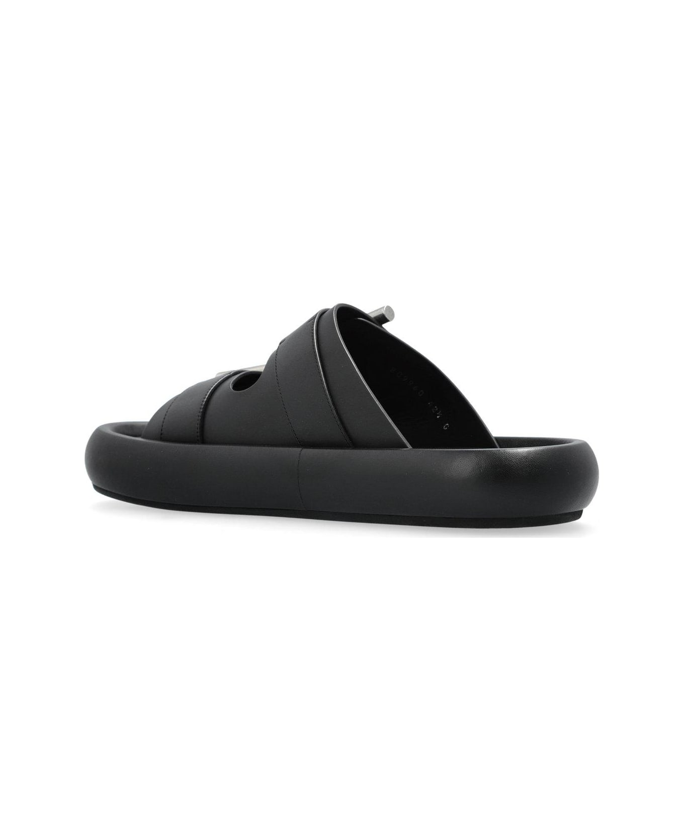 Alexander McQueen Double Buckle Slip-on Slides - Black/silver