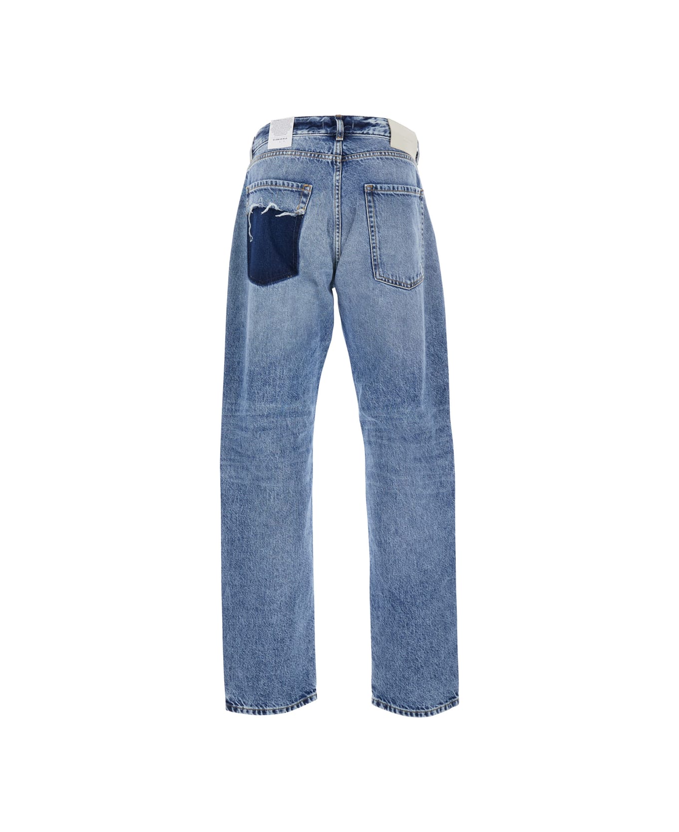 Icon Denim Light Blue Jeans With Belt Loops And Logo Patch On The Rear In Denim Man - Denim