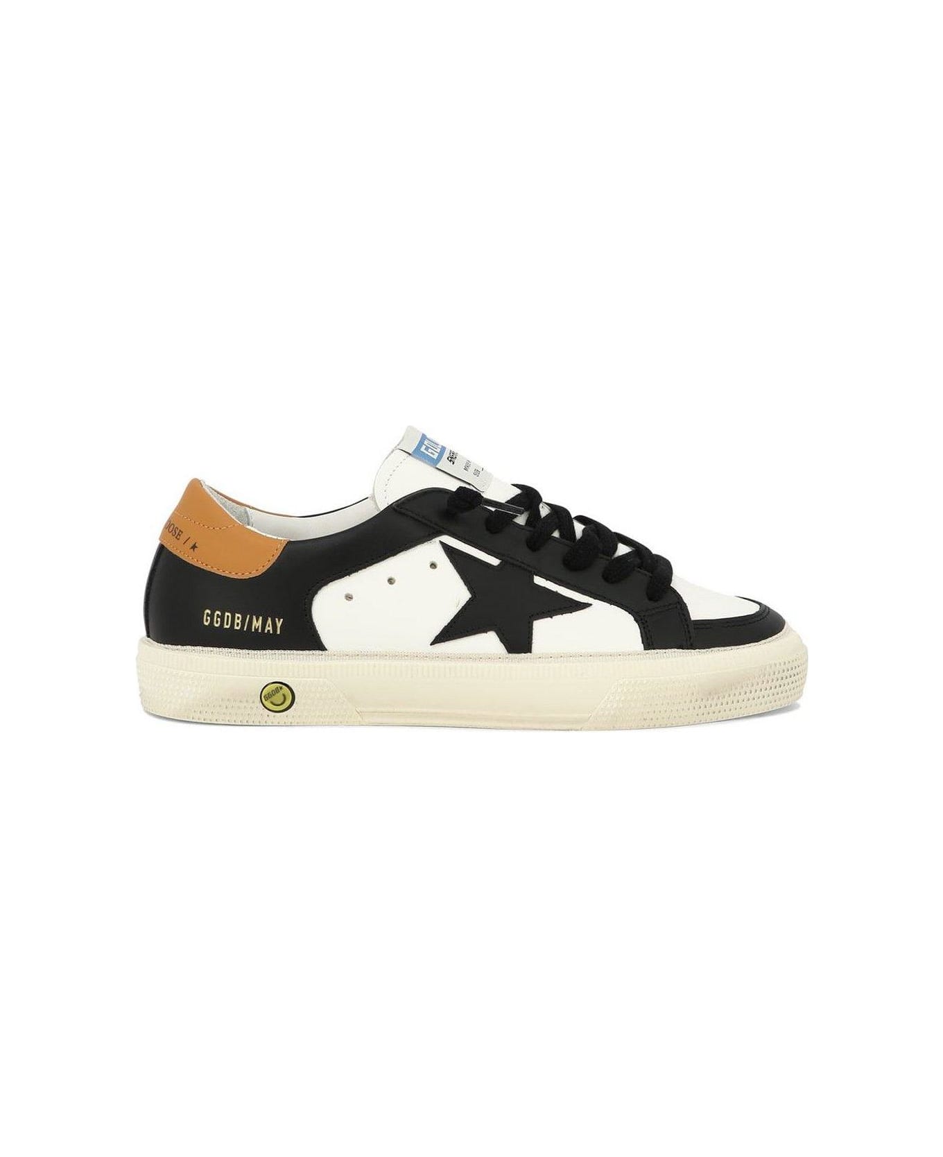 Golden Goose May Star-patch Lace-up Sneakers - White/Black/Orange シューズ