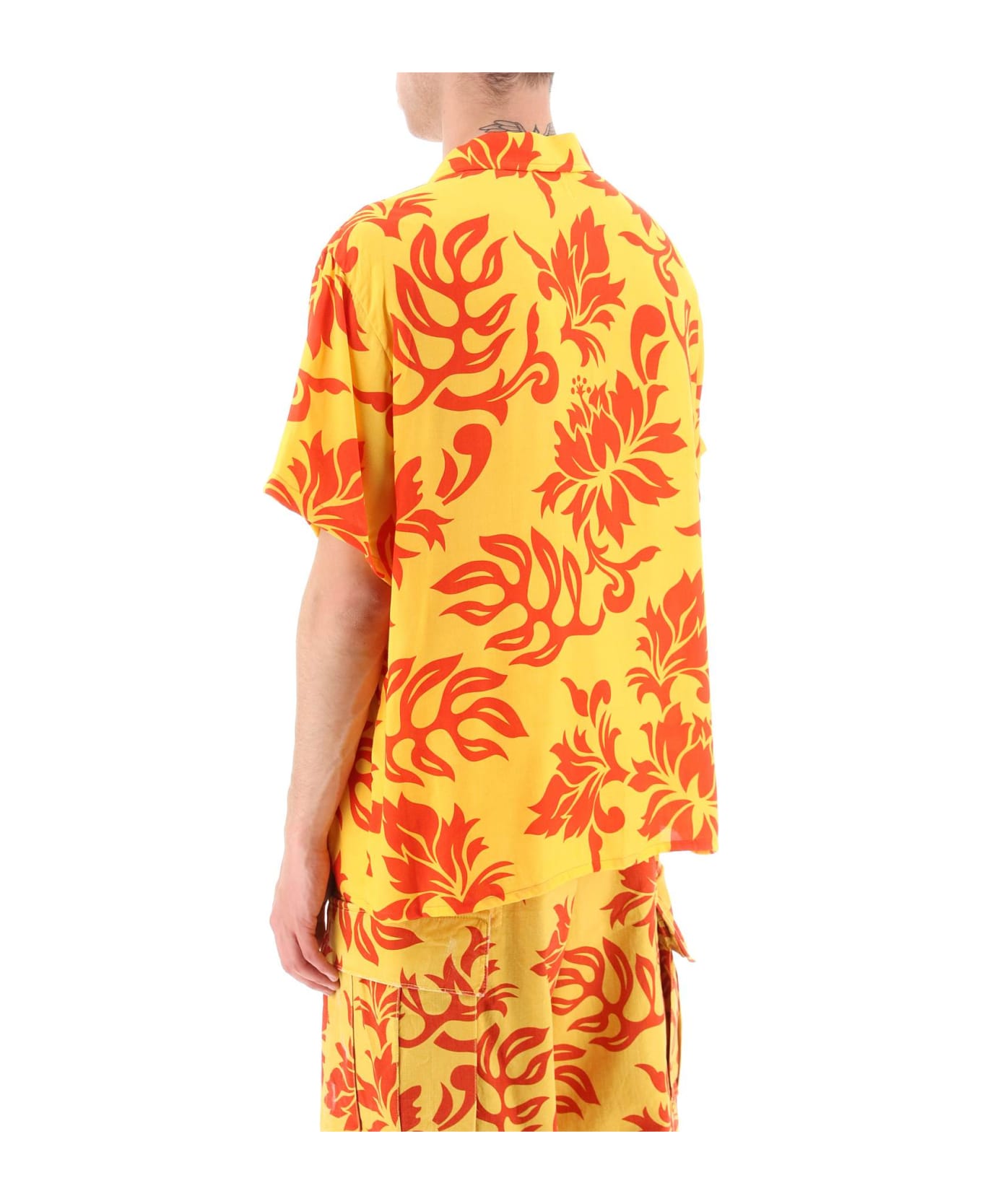 ERL Printed Viscose Bowling Shirt - ERL TROPICAL FLOWERS 1 (Yellow)