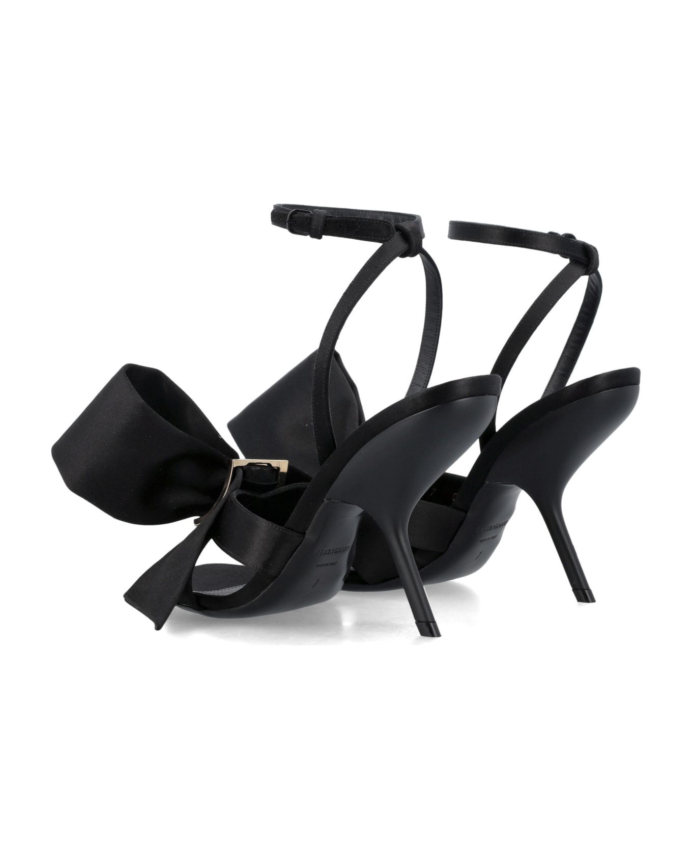 Ferragamo Sandal With Asymmetric Bow - BLACK サンダル