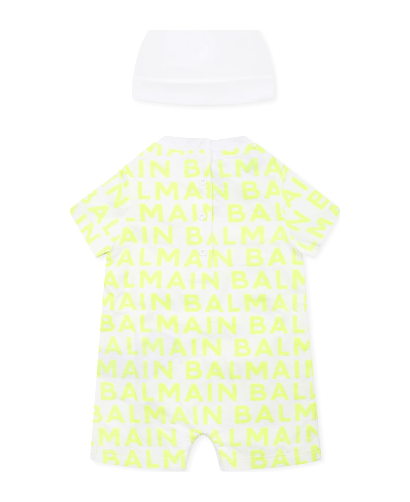 Balmain Yellow Romper For Babykids With Logo - Yellow