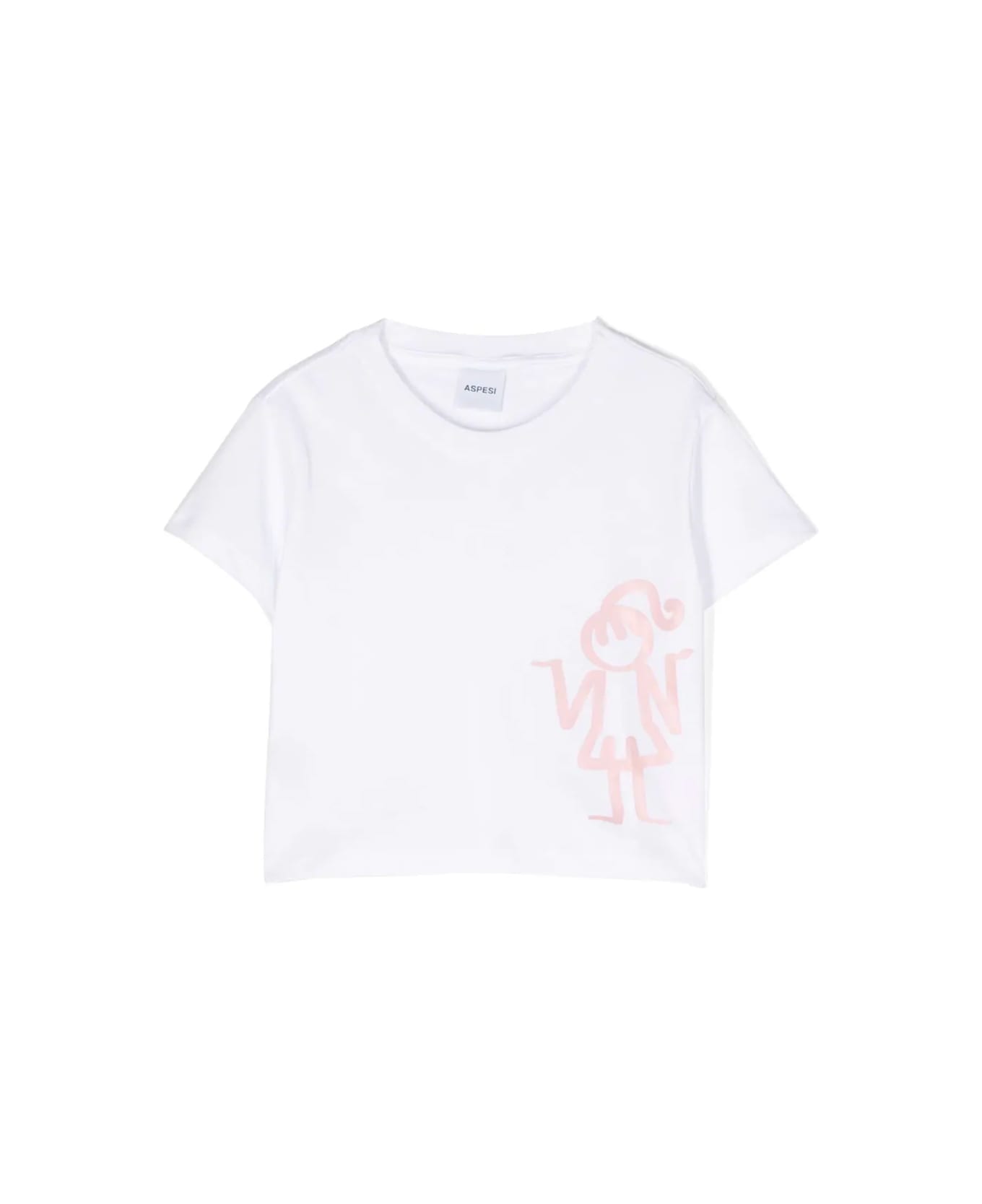 Aspesi Short Sleeves T-shirt With Print - White Pink Tシャツ＆ポロシャツ