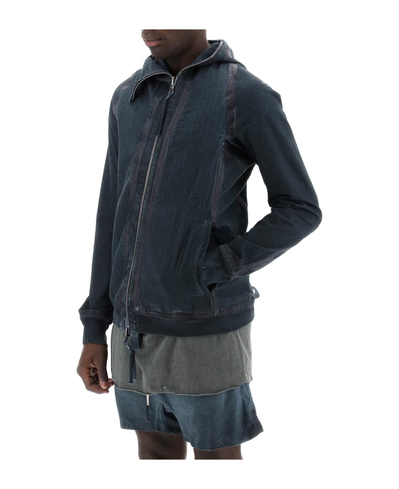 Boris Bidjan Saberi Hybrid Sweatshirt With Zip And Hood - FADED ALGA (Grey)