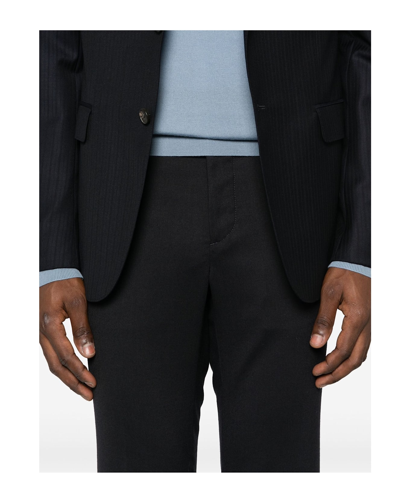 Incotex Midnight Blue Wool Blend Trousers