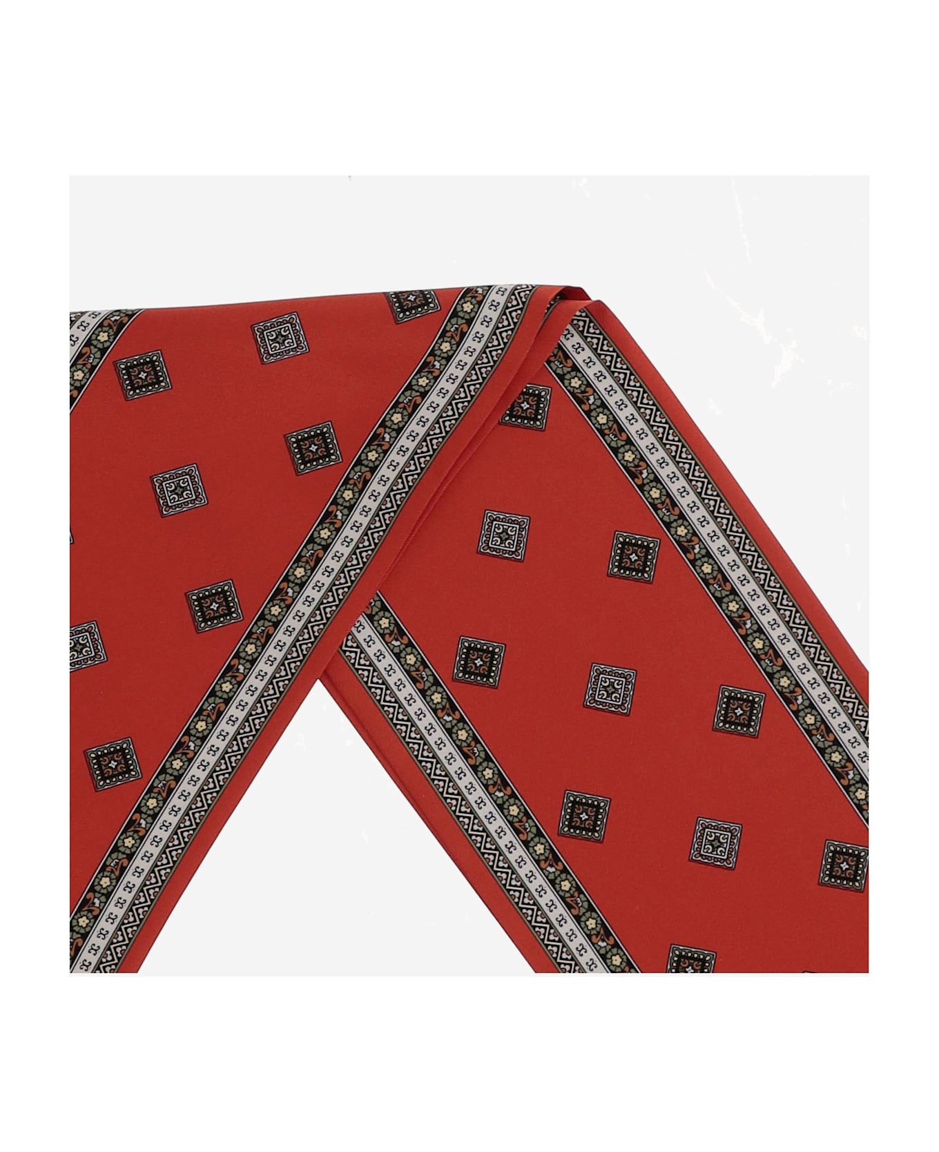 Valentino Garavani Silk Chamber Scarf With Bangs - Red