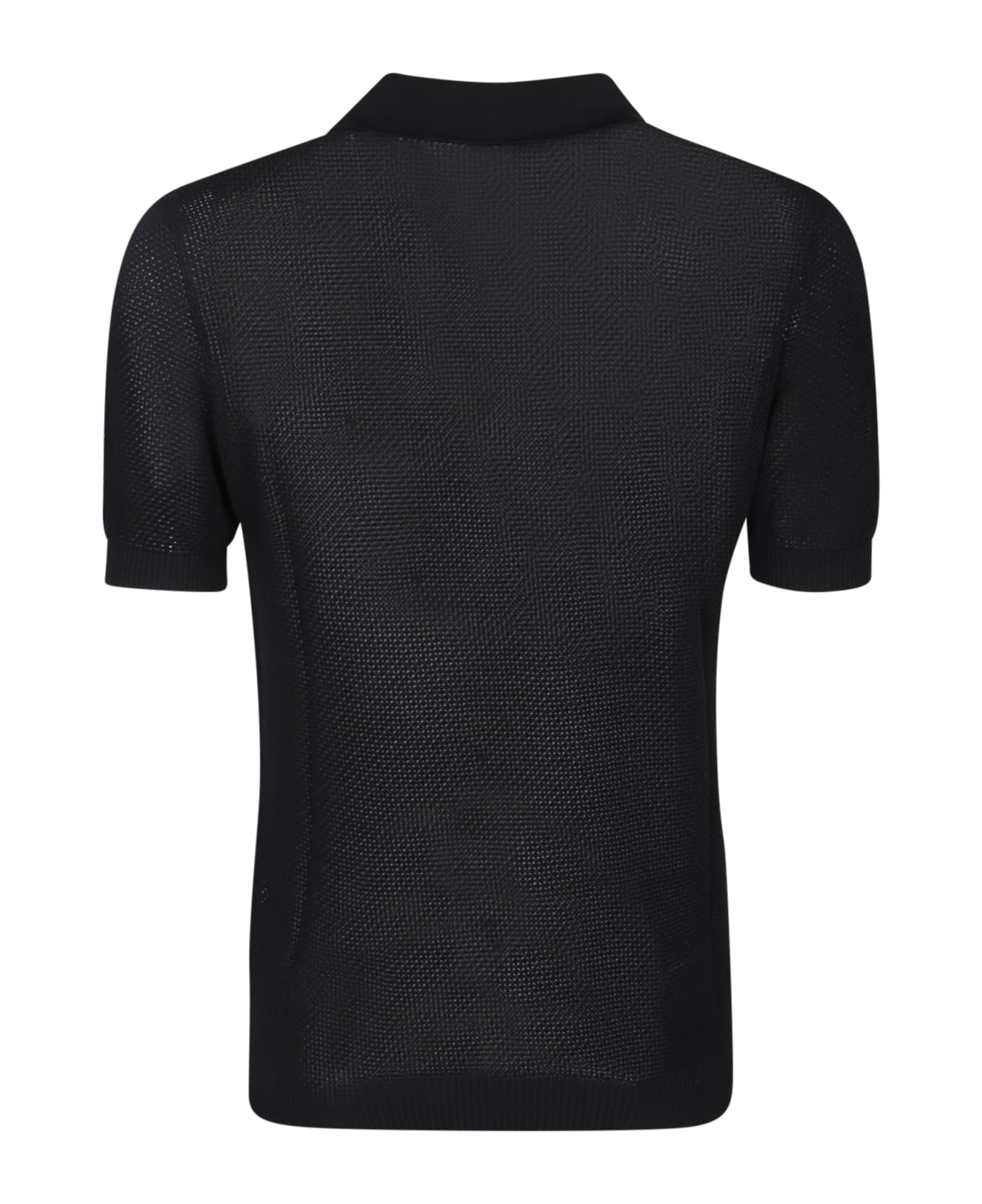 Tagliatore Crochet Black Polo Shirt - Black ポロシャツ