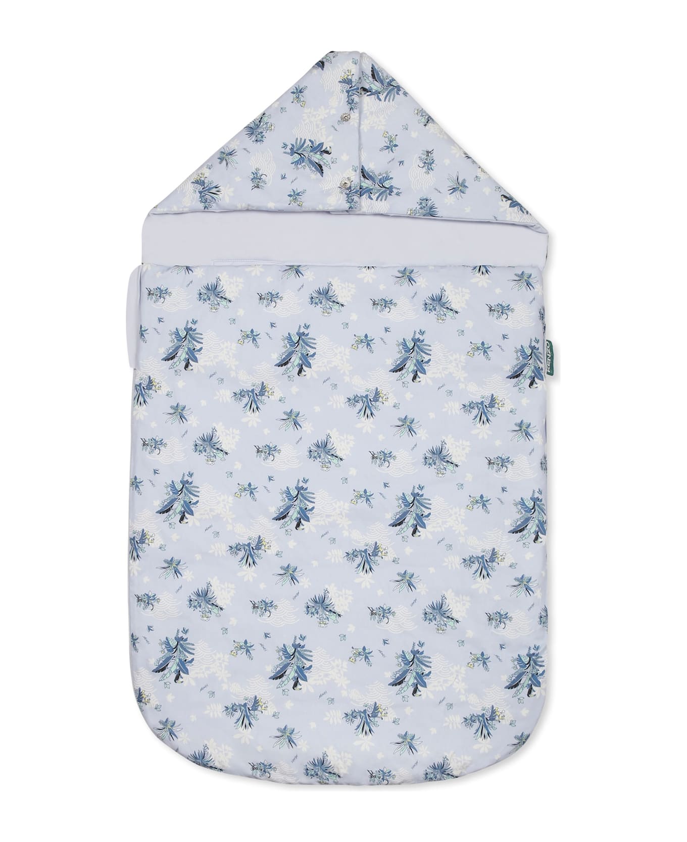 Kenzo Kids Light Blue Reversible Sleeping Bag For Baby Boy With Jungle Print - Light Blue