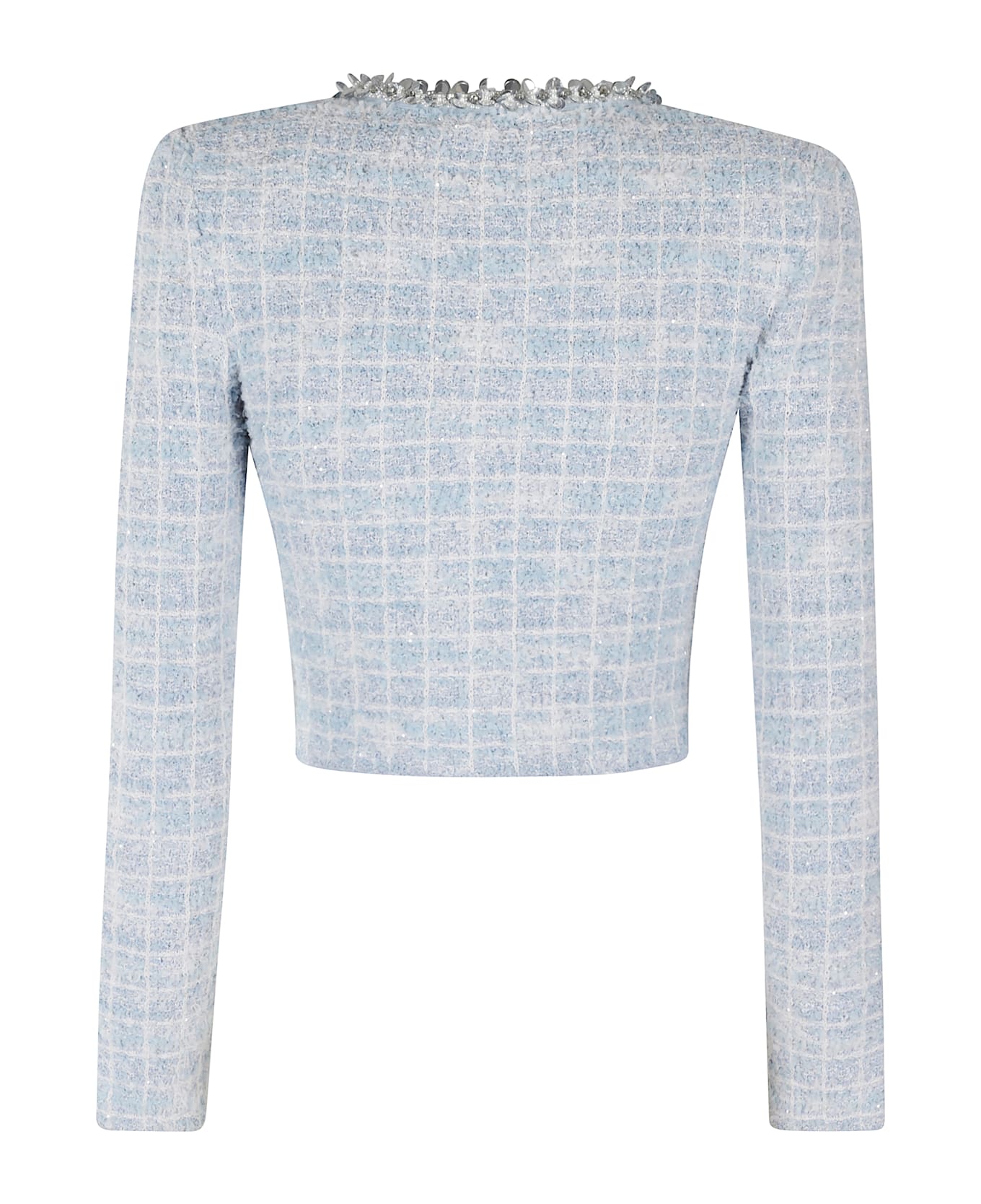self-portrait Check Cardigan - Blue