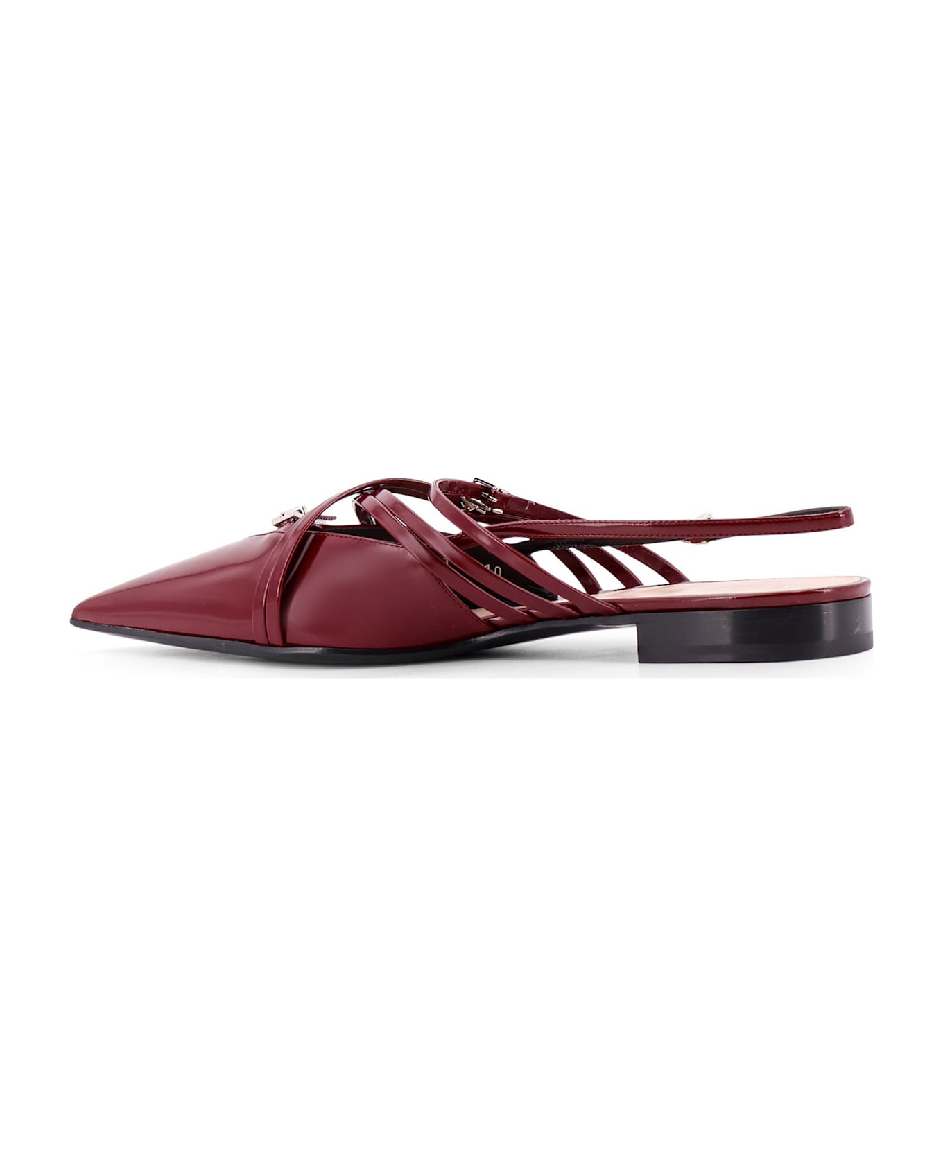 Gucci Leather Slingback With Bands And Gucci Buckle - Red