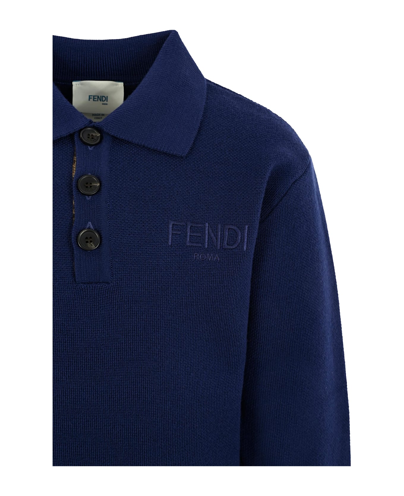 Fendi Blue Polo Shirt For Boy With Logo - Blue