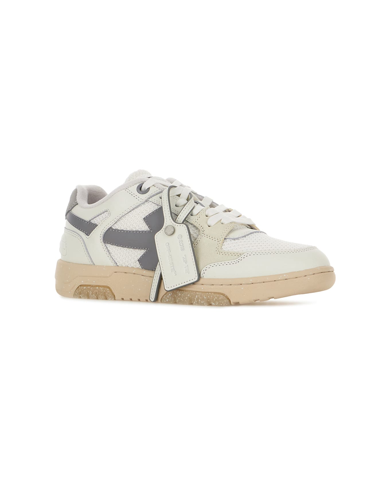 Off-White Two-tone Leather And Polyester Out Off Office Sneakers - WHITE GREY