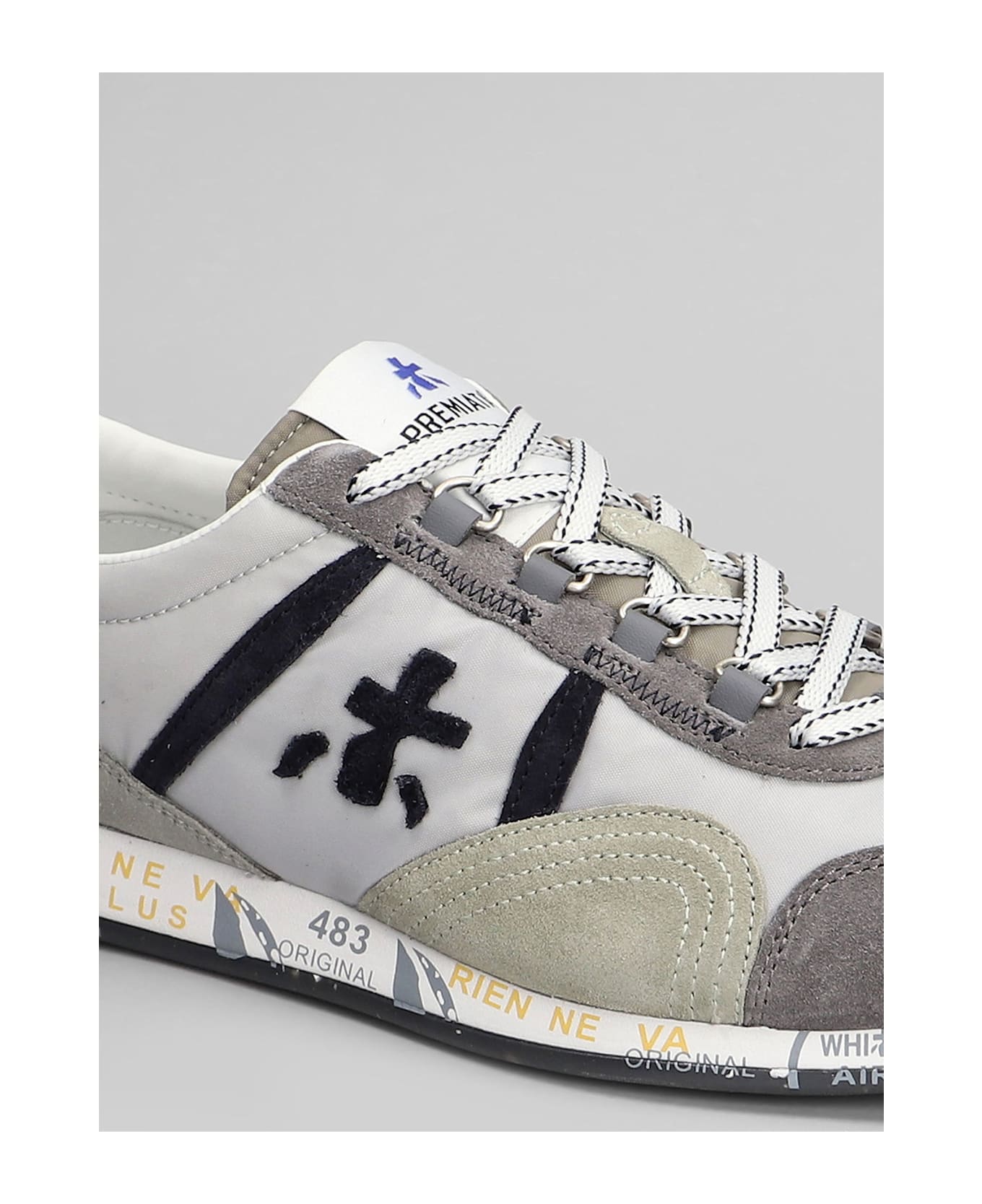 Premiata Jackyx Sneakers In Grey Suede And Fabric - grey