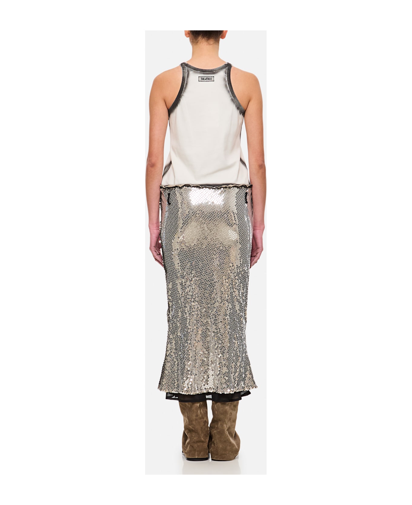 The Attico White And Silver Midi Dress - MultiColour