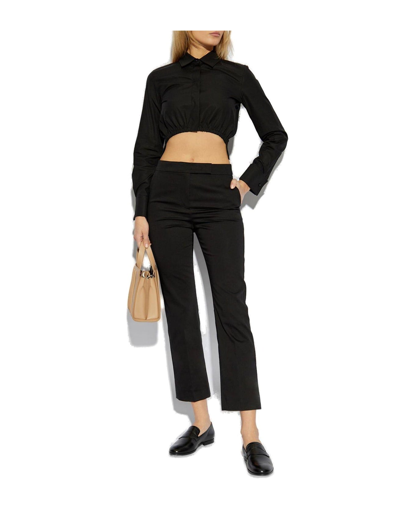 Max Mara Okra Pleat Detailed Cropped Trousers