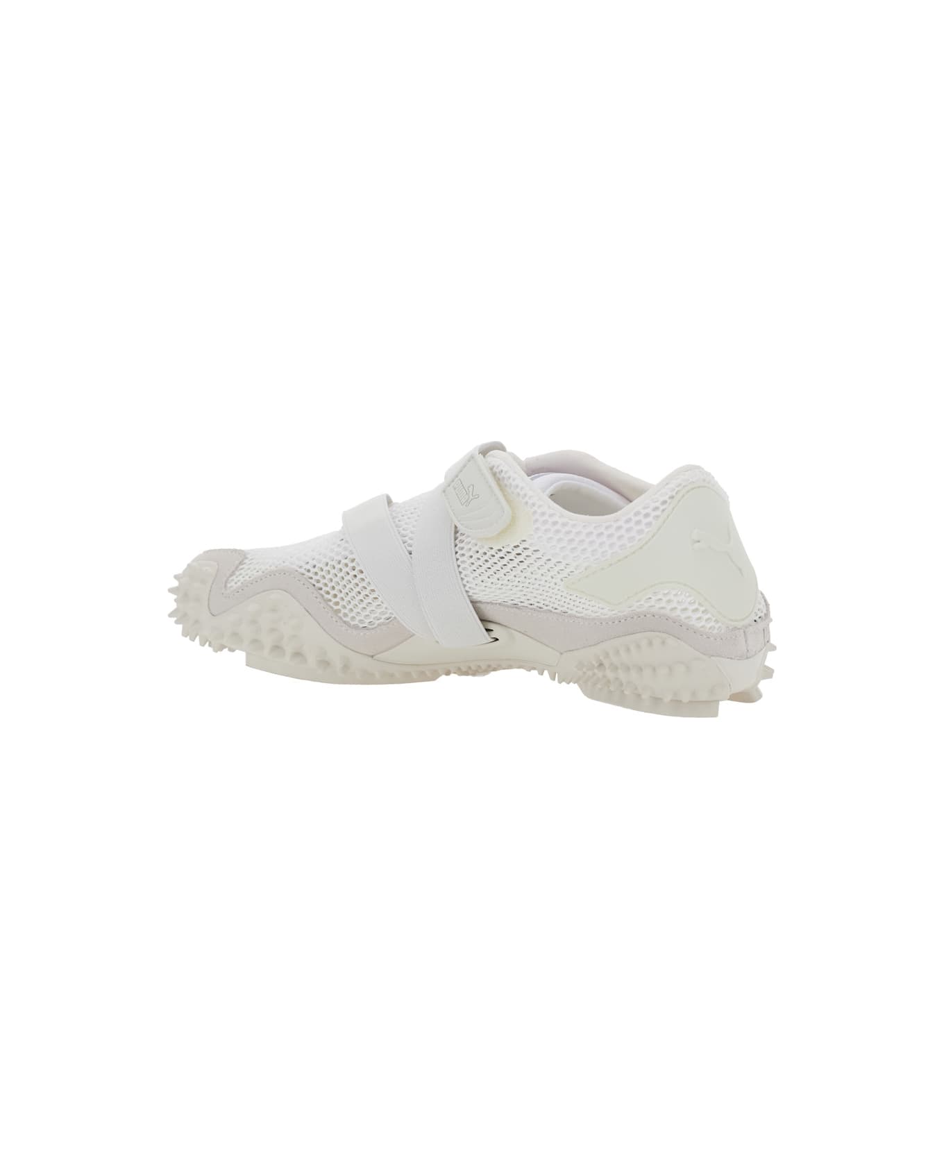 Puma Mostro White Low Top Sneaker With Logo On Heel And Mesh Inserts In Fabric Unisex - White