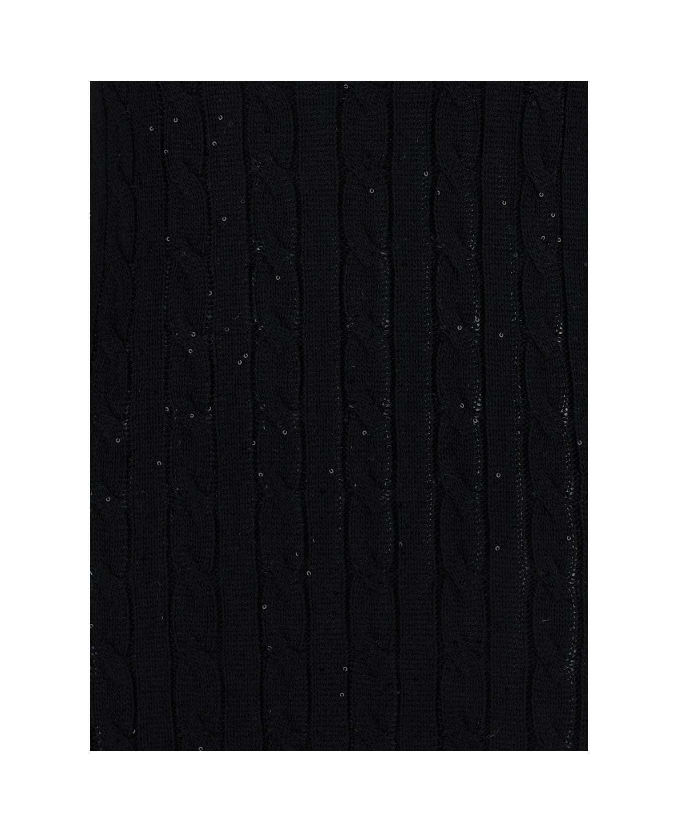 Brunello Cucinelli Sequin Embellished Cable Knit Dress - Black