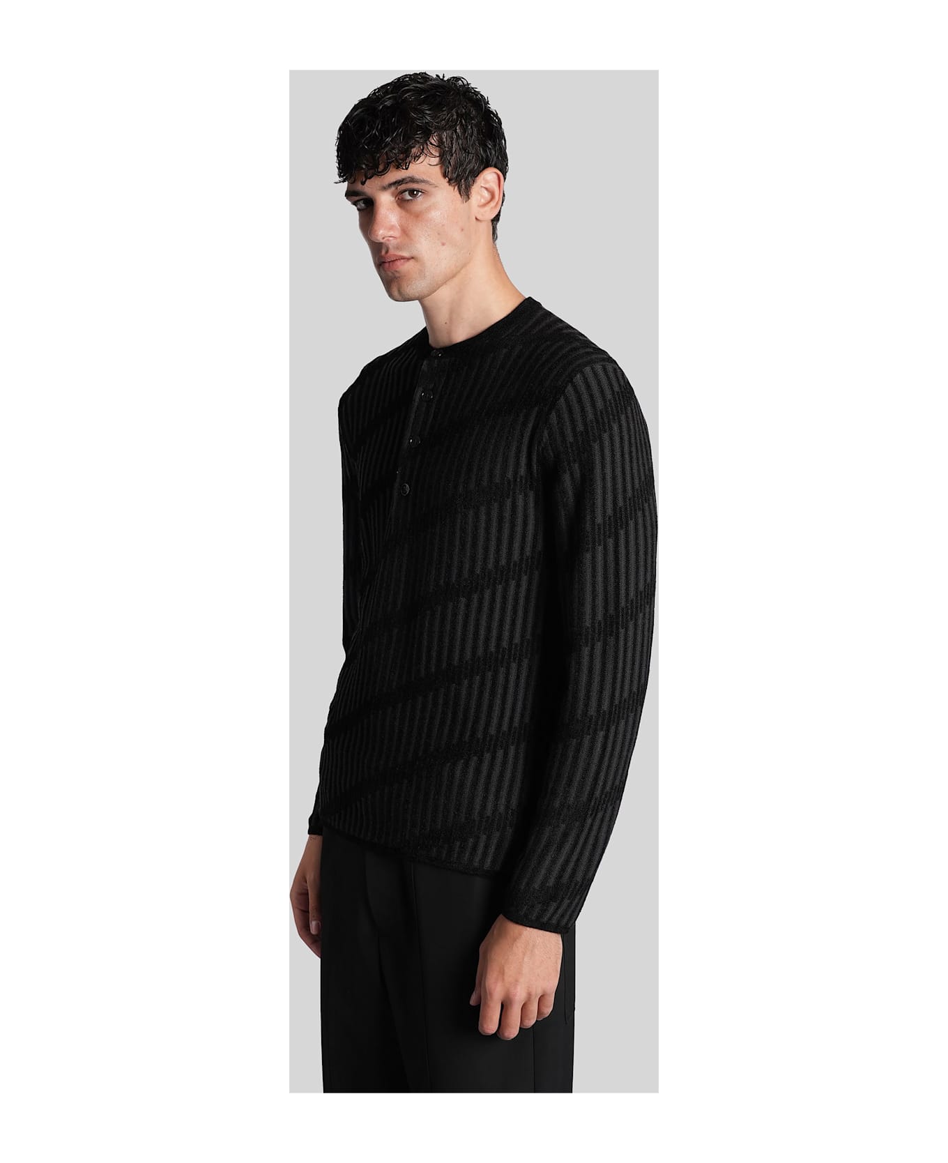 Emporio Armani Knitwear In Black Wool - black