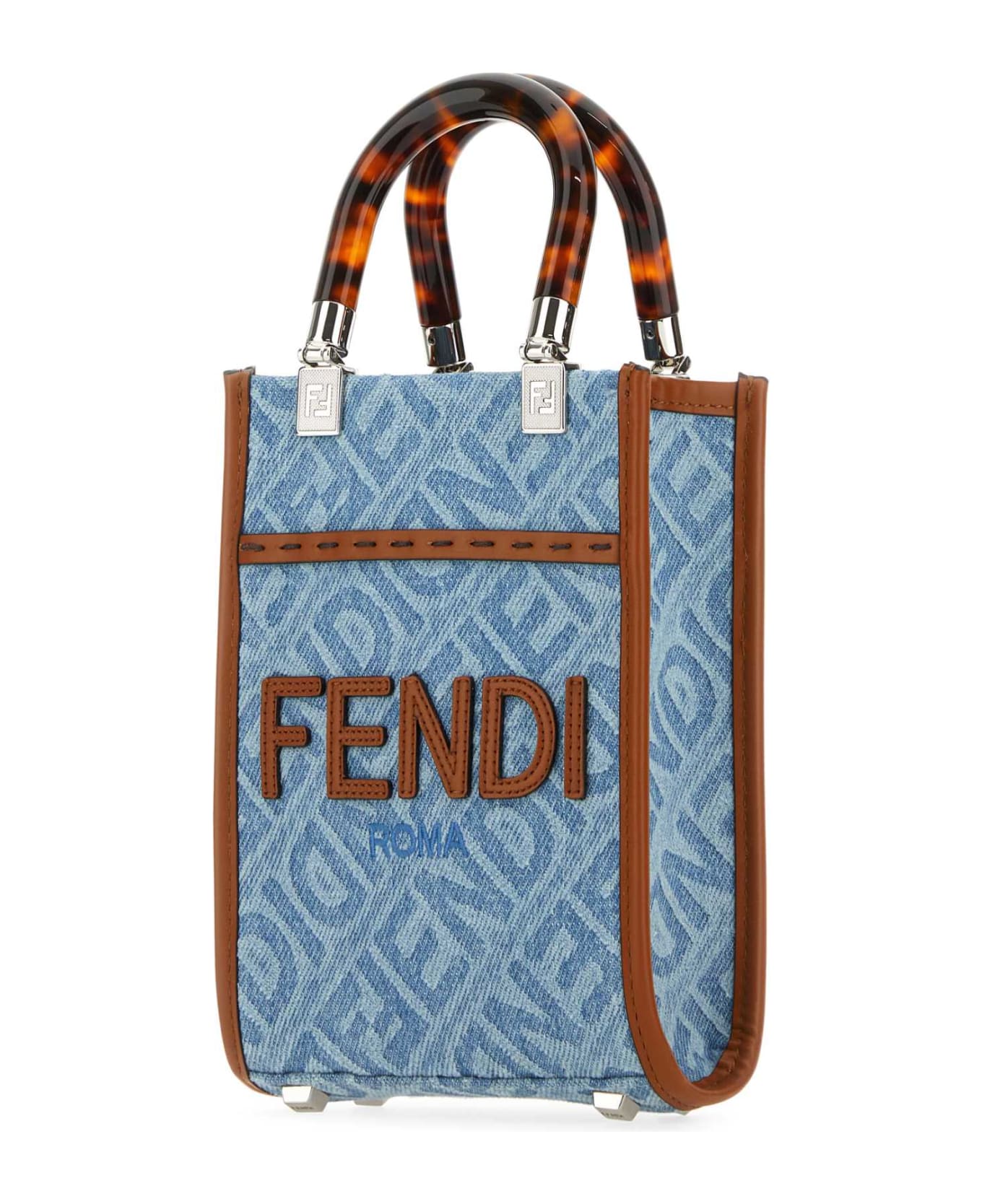 Fendi Embroidered Denim Mini Sunshine Handbag - DENIMBRANDY