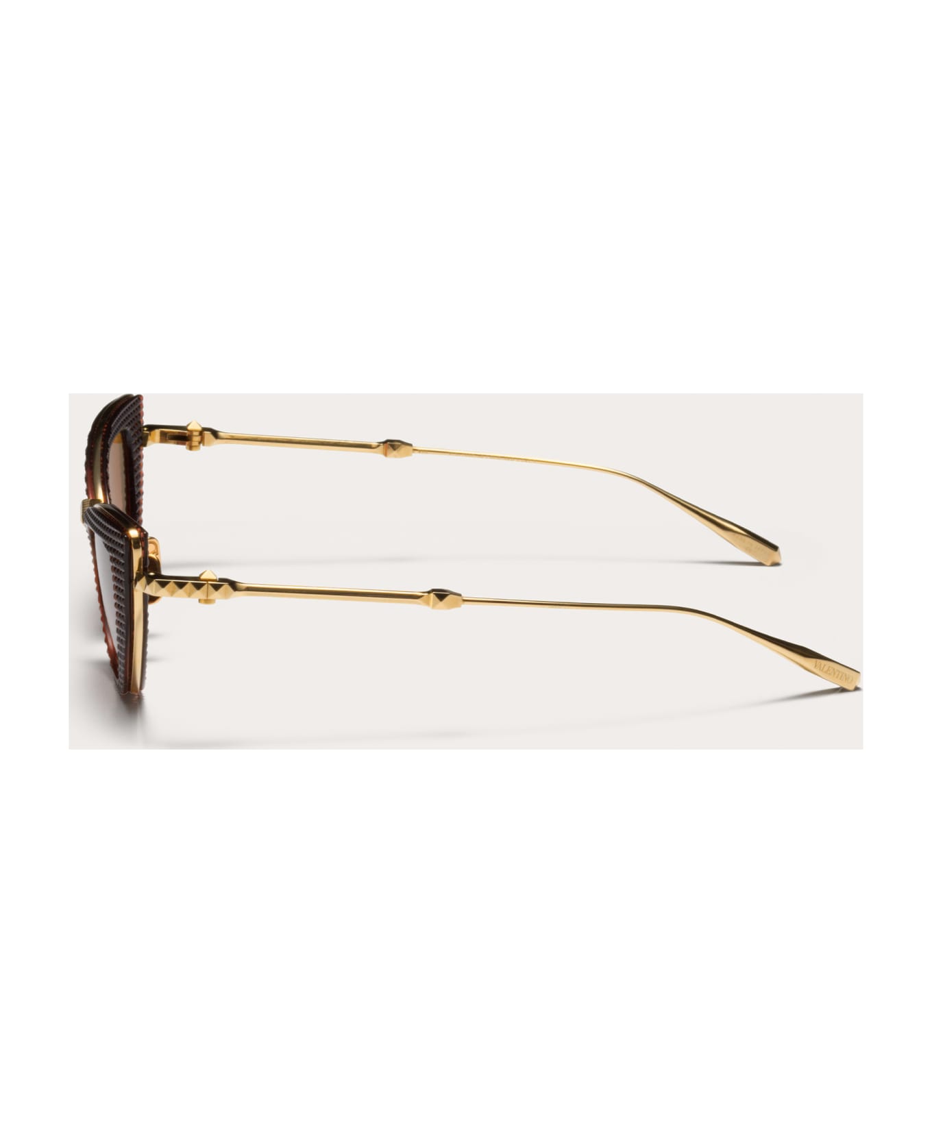Valentino Eyewear Viii - White Gold / Crystal Burgundy Sunglasses - gld  red