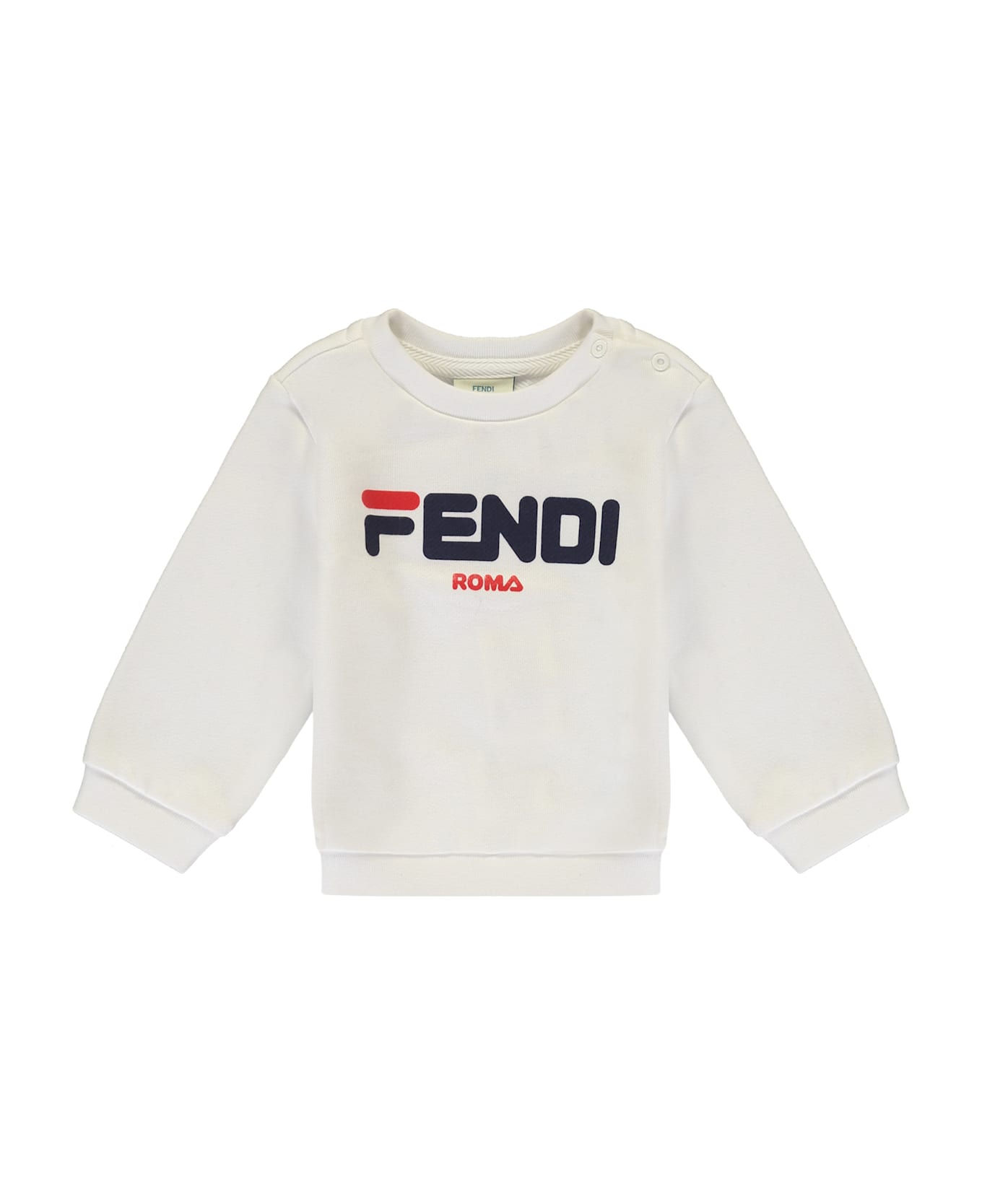 Fendi Logo Detail Cotton Sweatshirt - White