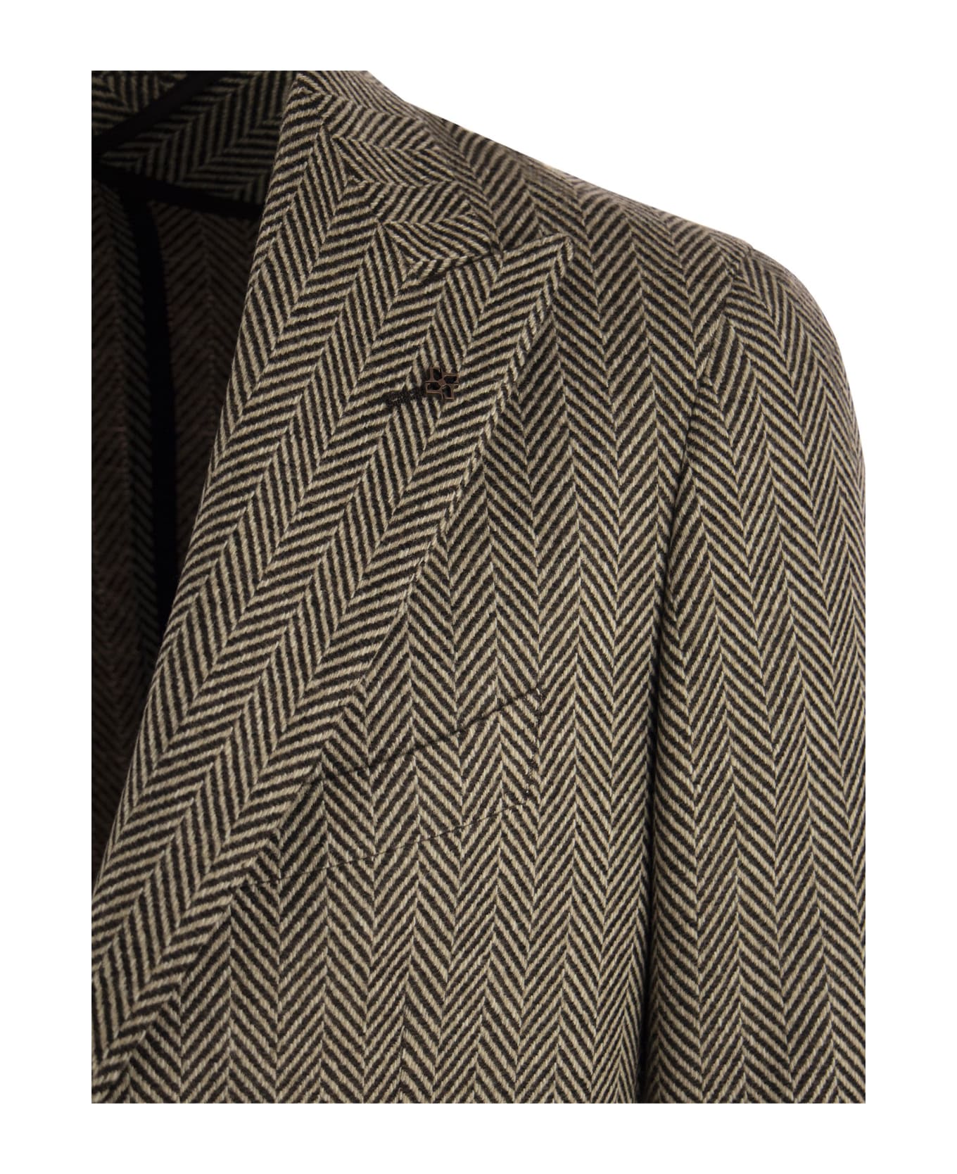 Tagliatore Montecarlo - Herringbone Wool Blazer - Dove Grey スーツ
