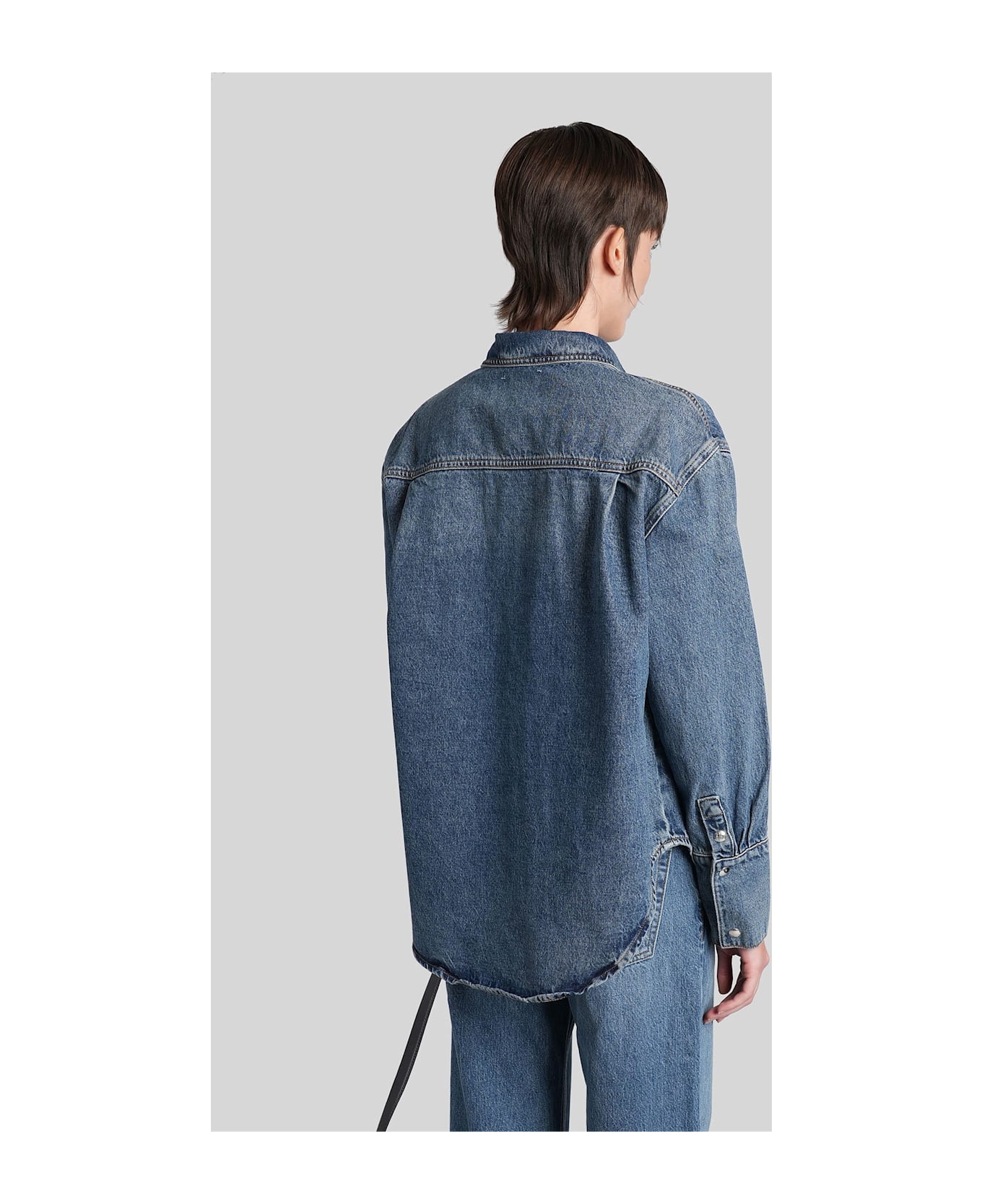 Anine Bing Dante Shirt In Blue Cotton - blue