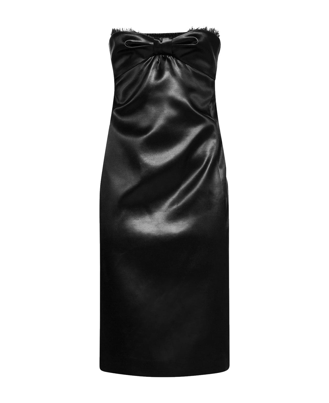 Saint Laurent Satin Bustier Dress - Black