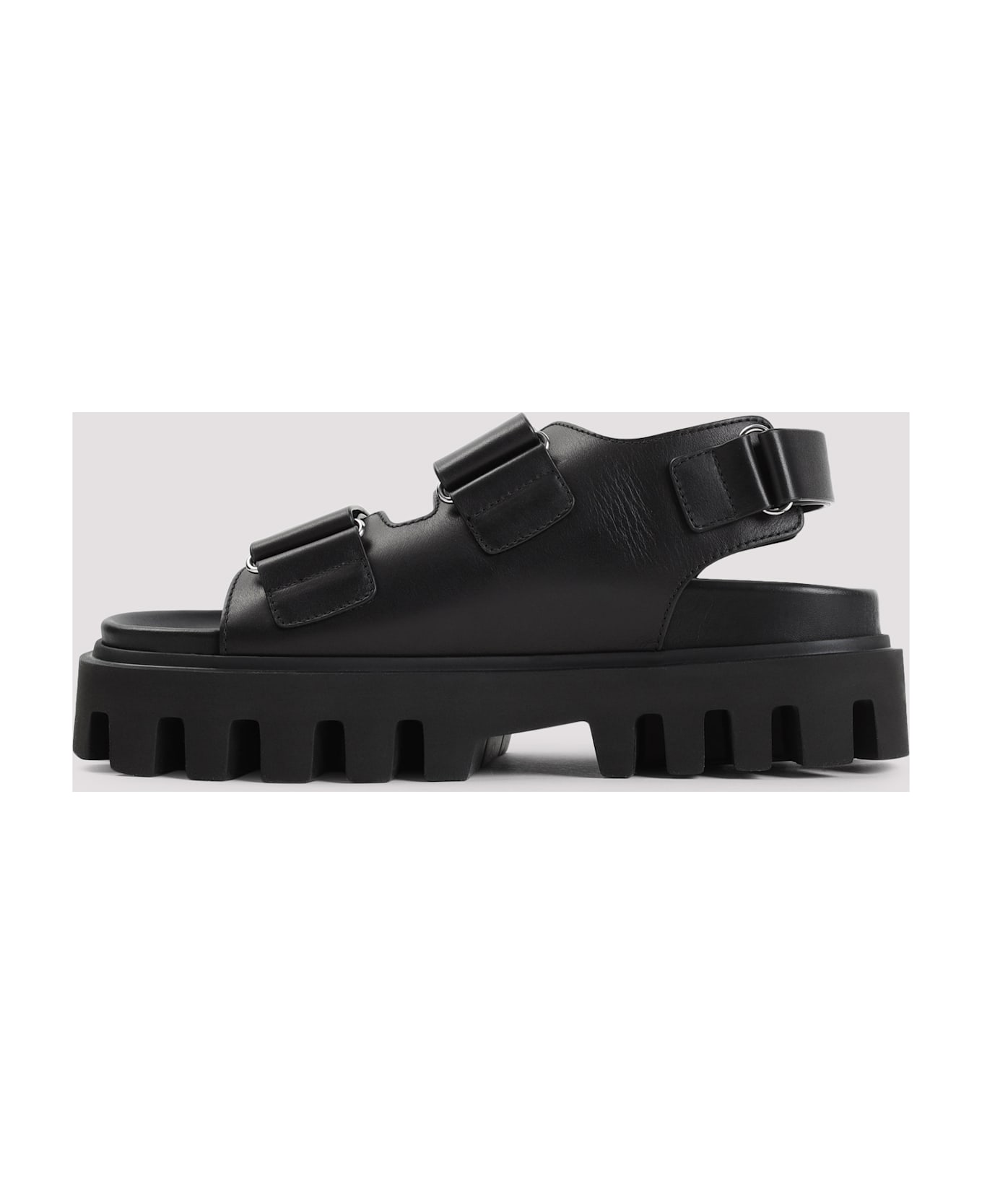 Alexander McQueen Leather And Rubber Sandals - BLACK SILVER