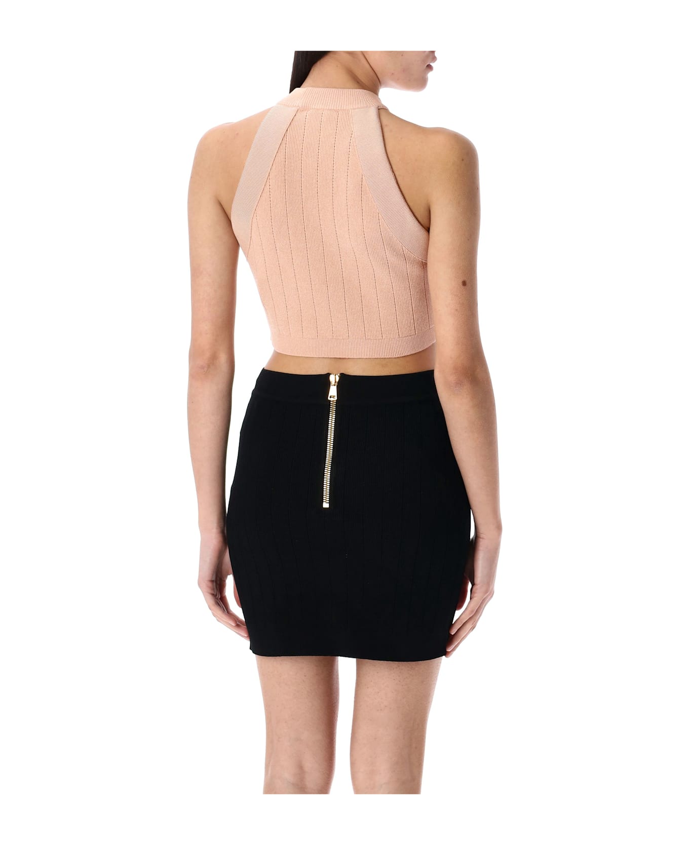 Balmain 6-button Knit Halterneck Top - PINK