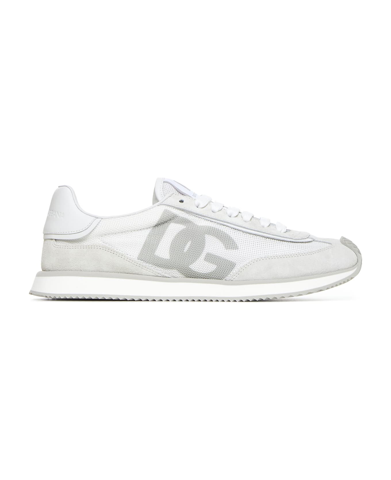 Dolce & Gabbana Two-tone Suede And Mesh Dg Aria Sneakers - WHITELIGHTGREY