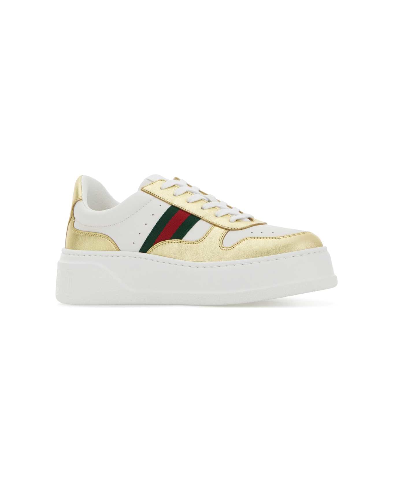 Gucci Two-tone Leather Sneakers - GOLD