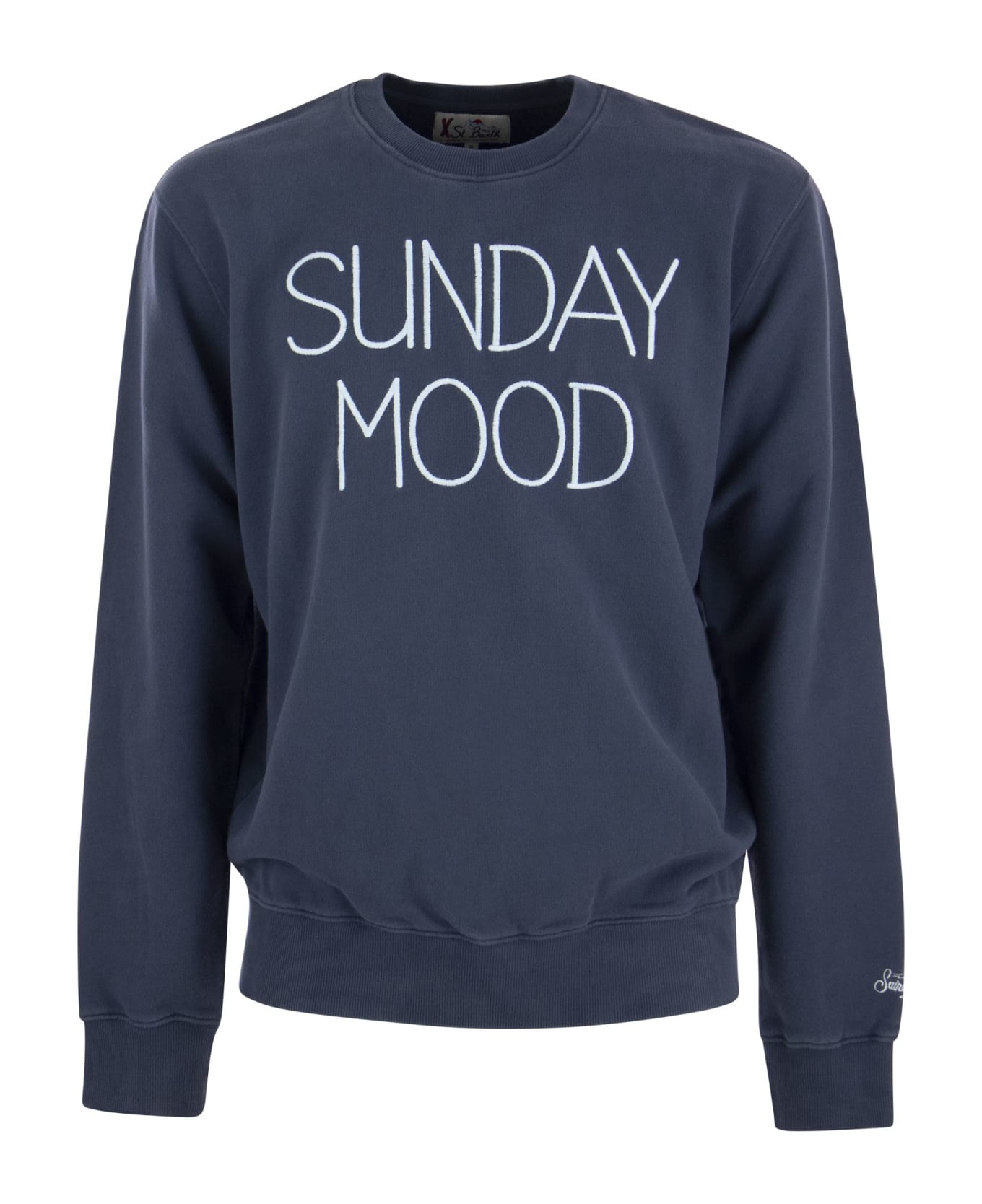 MC2 Saint Barth Cotton Sweatshirt With Sunday Mood Lettering - Avio