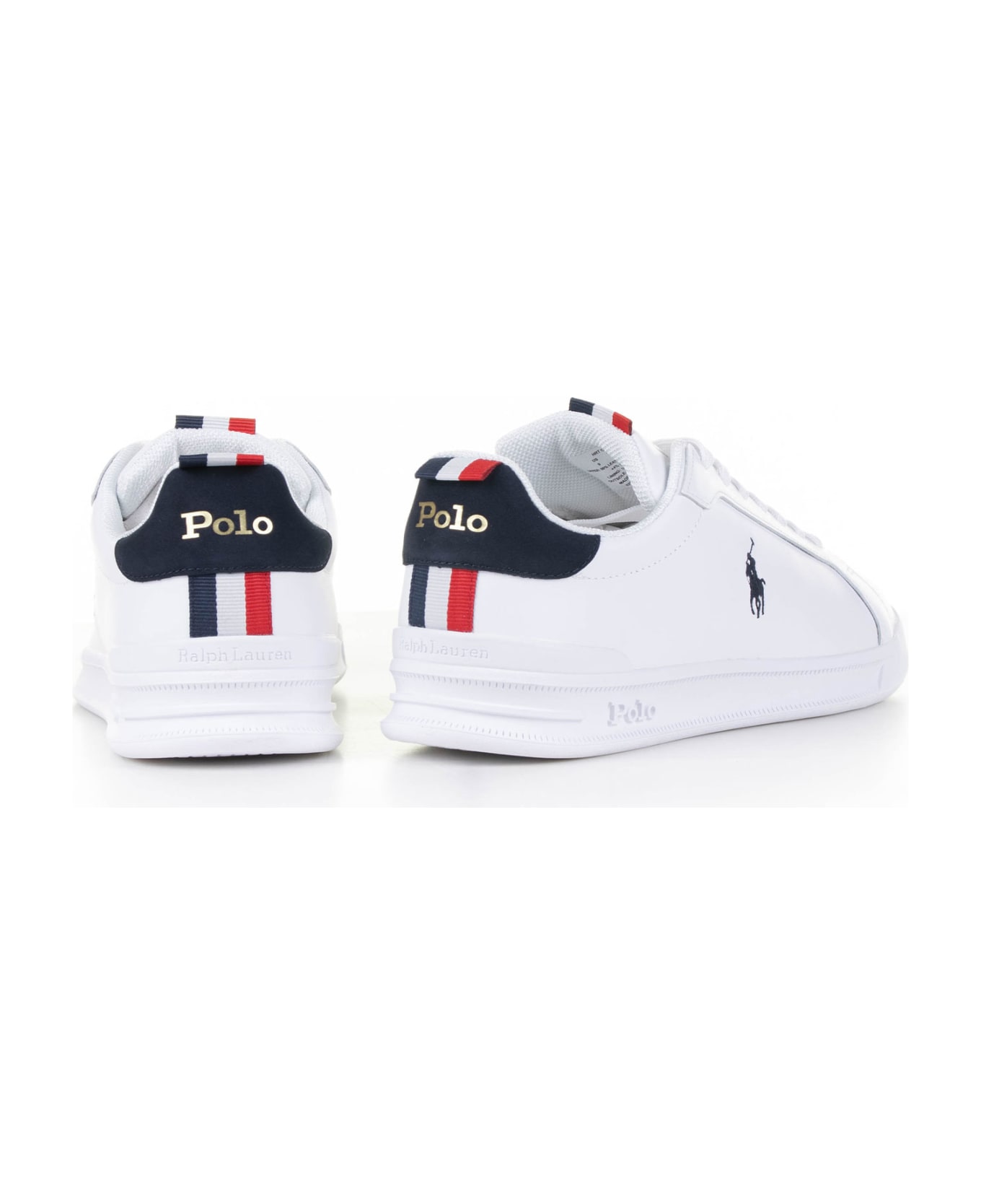Ralph Lauren White And Blue Leather Sneaker With Logo - WHITE/NAVY/RED スニーカー