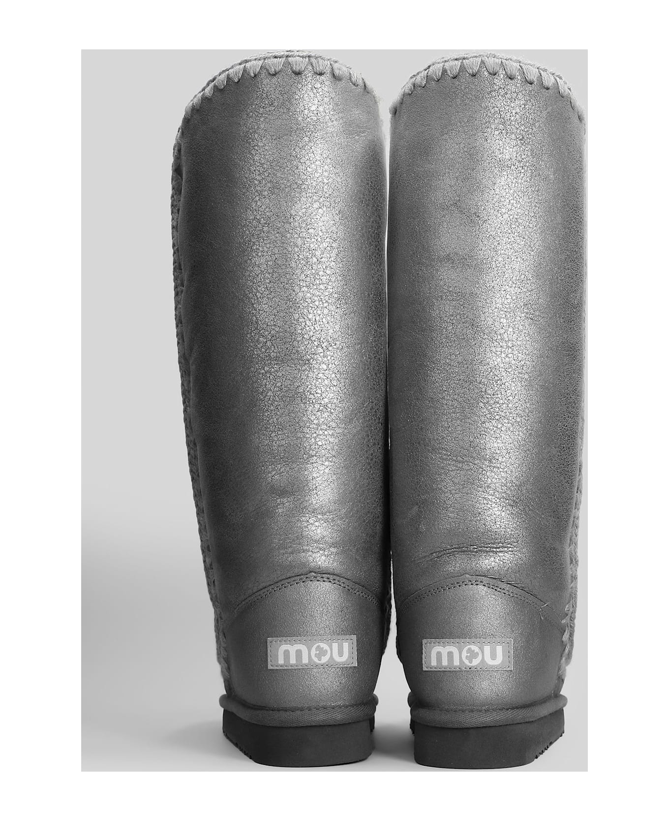 Mou Eskimo 40 Low Heels Boots In Grey Suede - grey