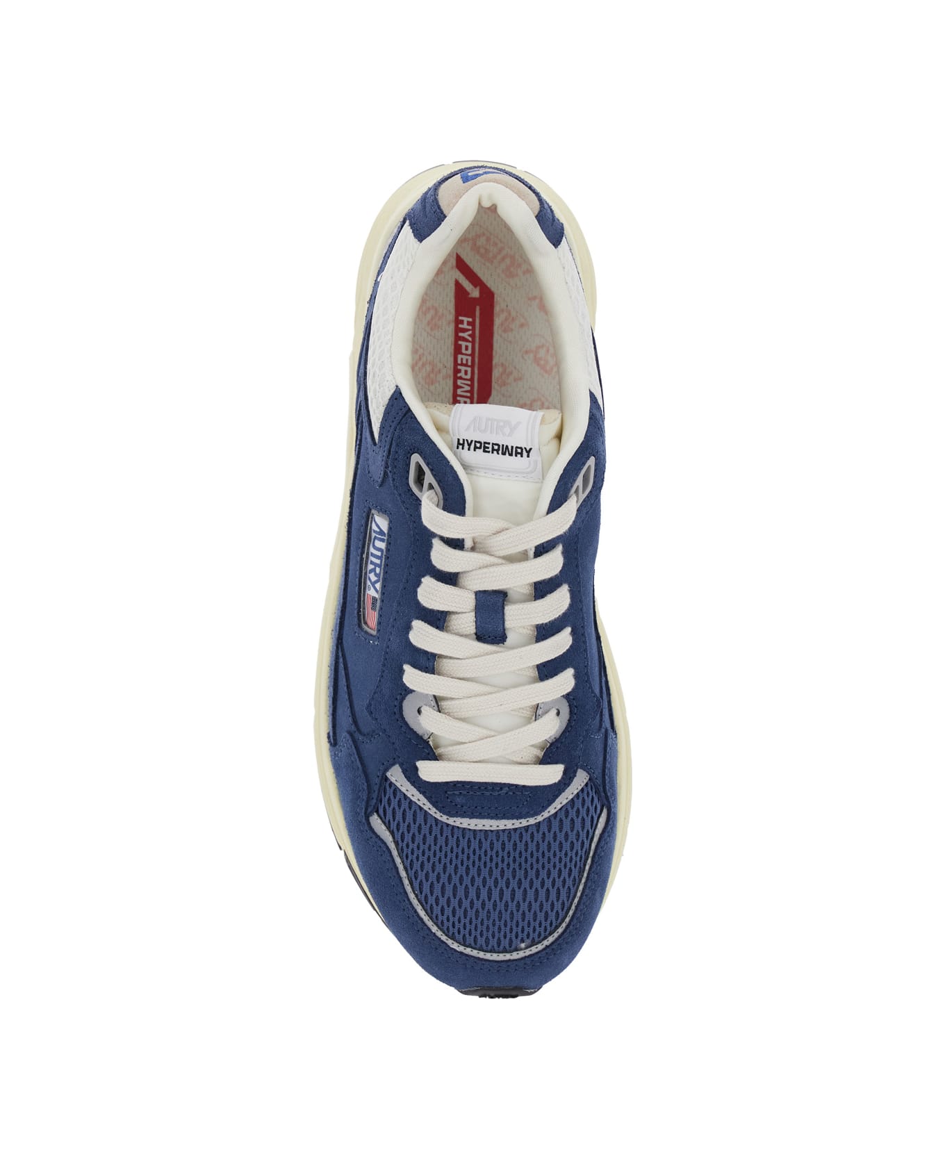 Autry 'hyperway' Blue Low Top Sneakers With Logo Patch On Tongue And Side In Tech Fabric Man - Blu
