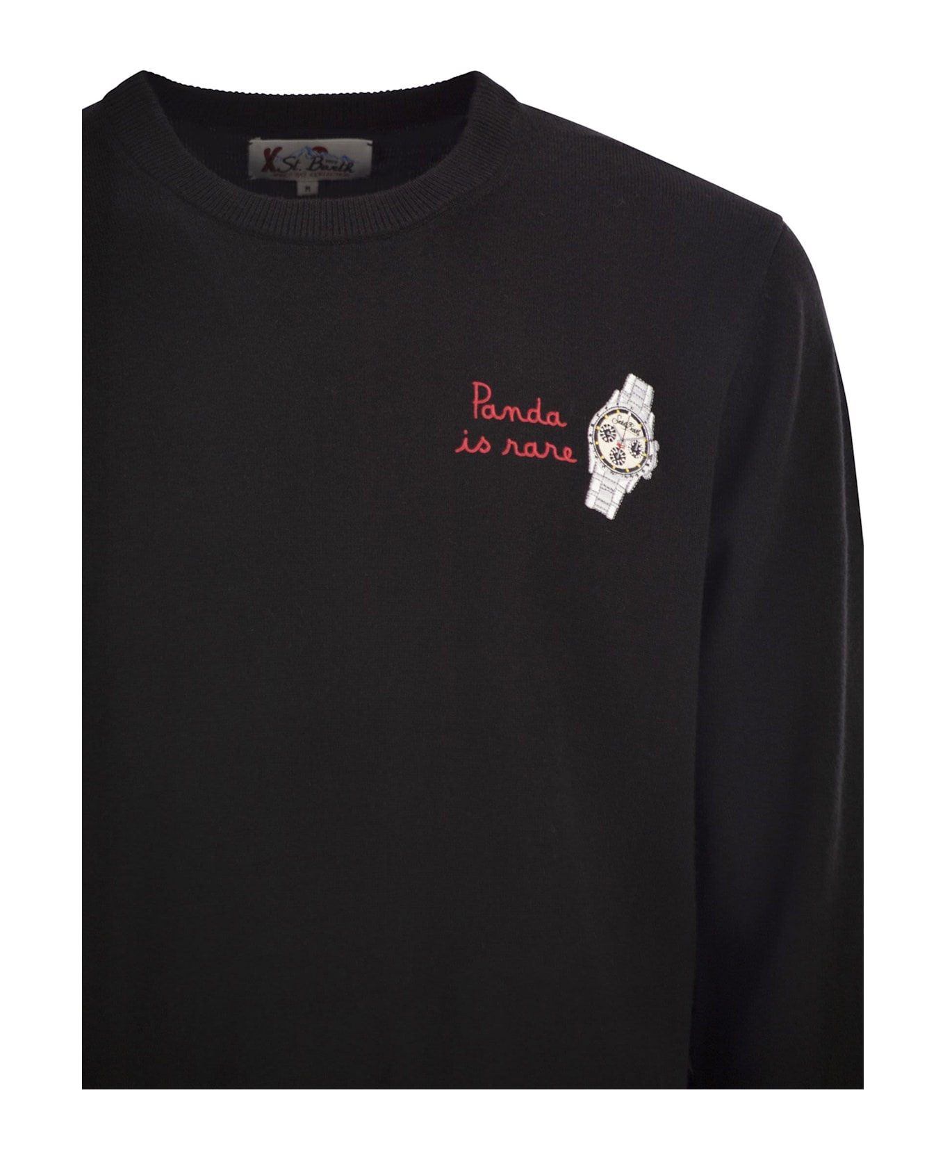 MC2 Saint Barth Heron - Crew Neck Jumper With Embroidery On The Chest - Black