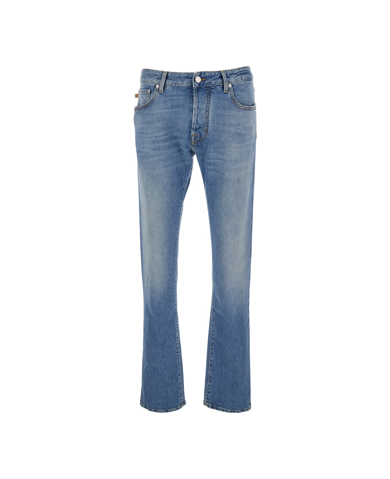 Jacob Cohen 'bard' Light Blue Five Pocket Jeans With Logo Patch On The Back In Denim Man - Light blue