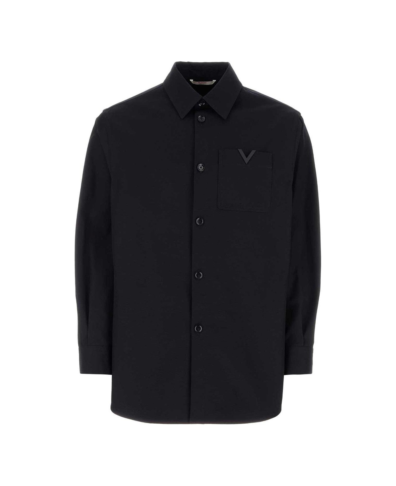 Valentino Garavani Vlogo Plaque Straight Hem Shirt - NAVY