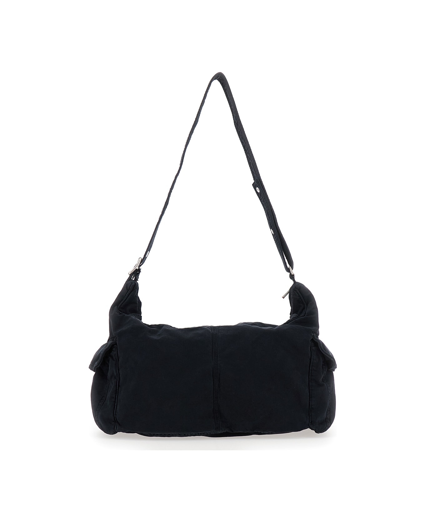 ERL Black Shoulder Bag With Adjustable Shoulder Strap In Cotton Twill Man - Black