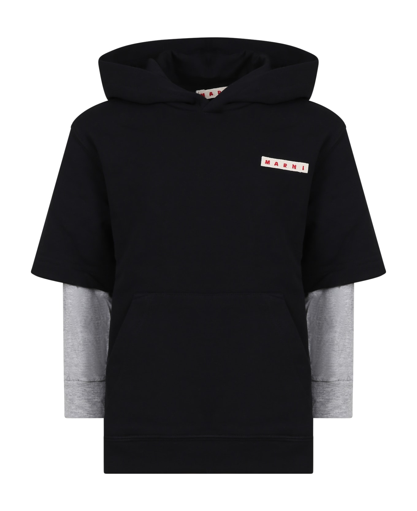 Marni Black Sweatshirt For Girl With Logo - Black
