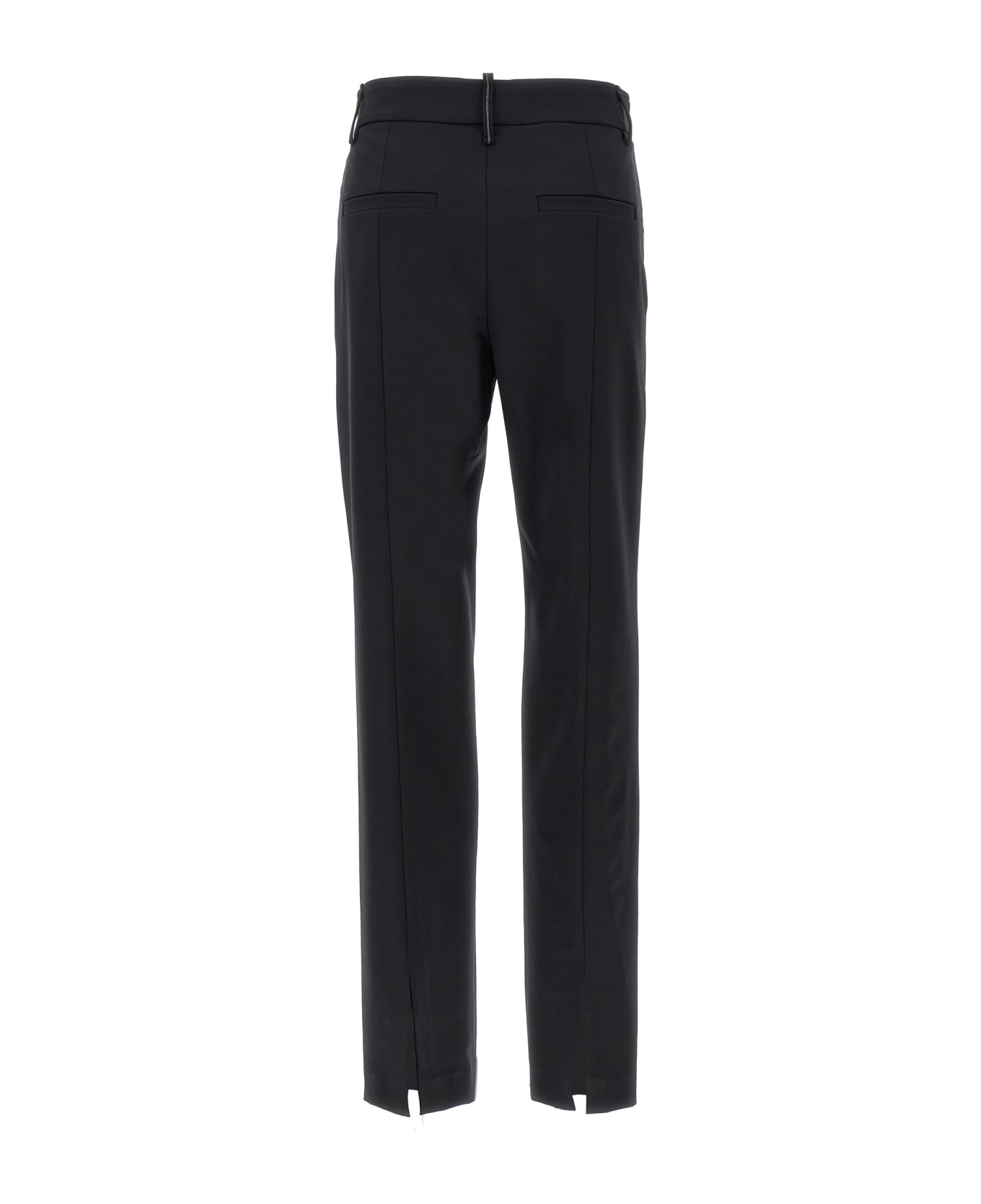 Brunello Cucinelli Wool Pants Slits - Black  