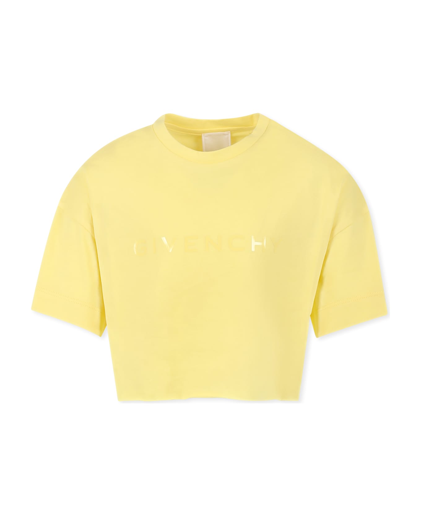 Givenchy Yellow Crop T-shirt For Girl With Logo - Yellow