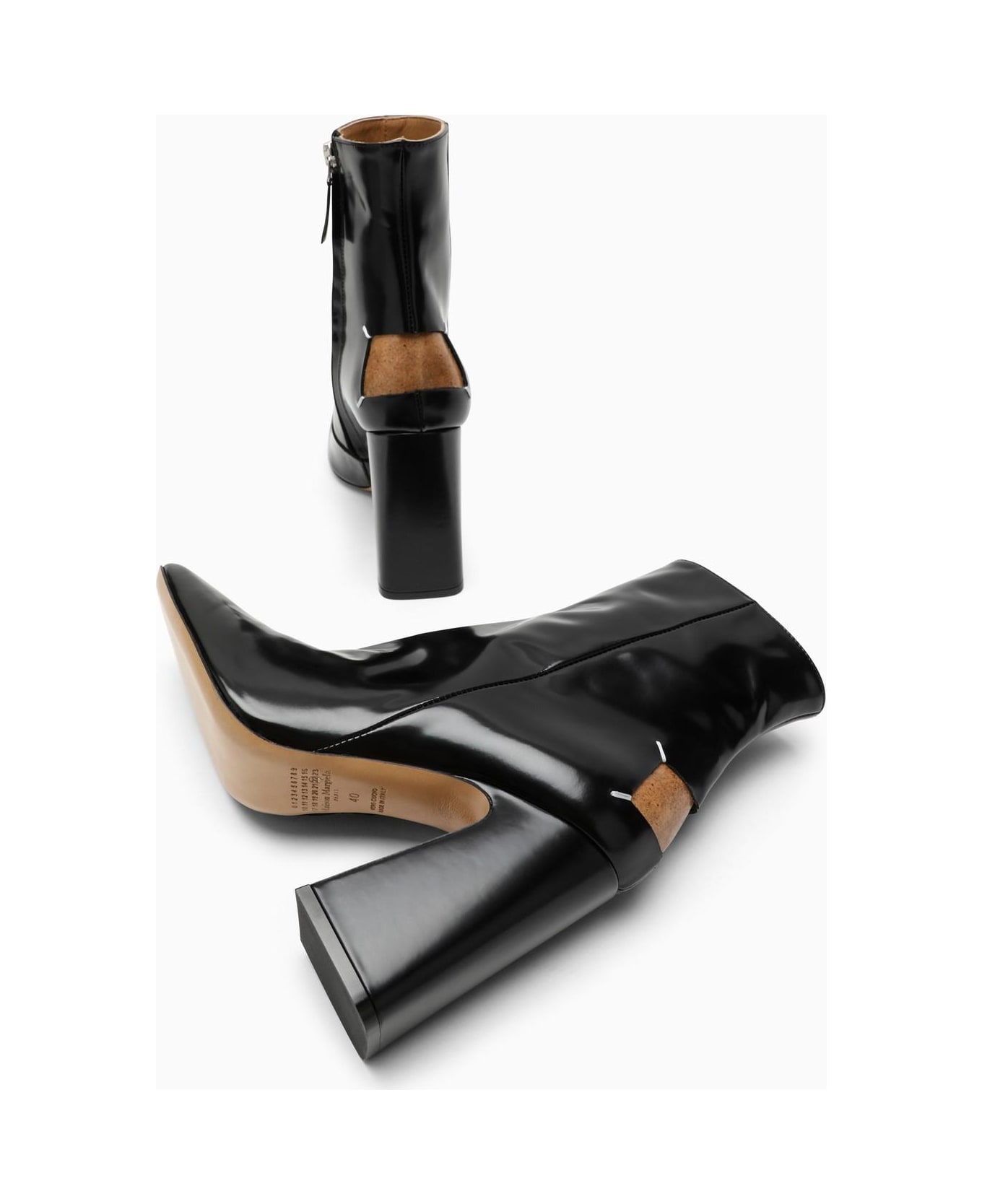 Maison Margiela Black Shiny Leather Ankle Boots