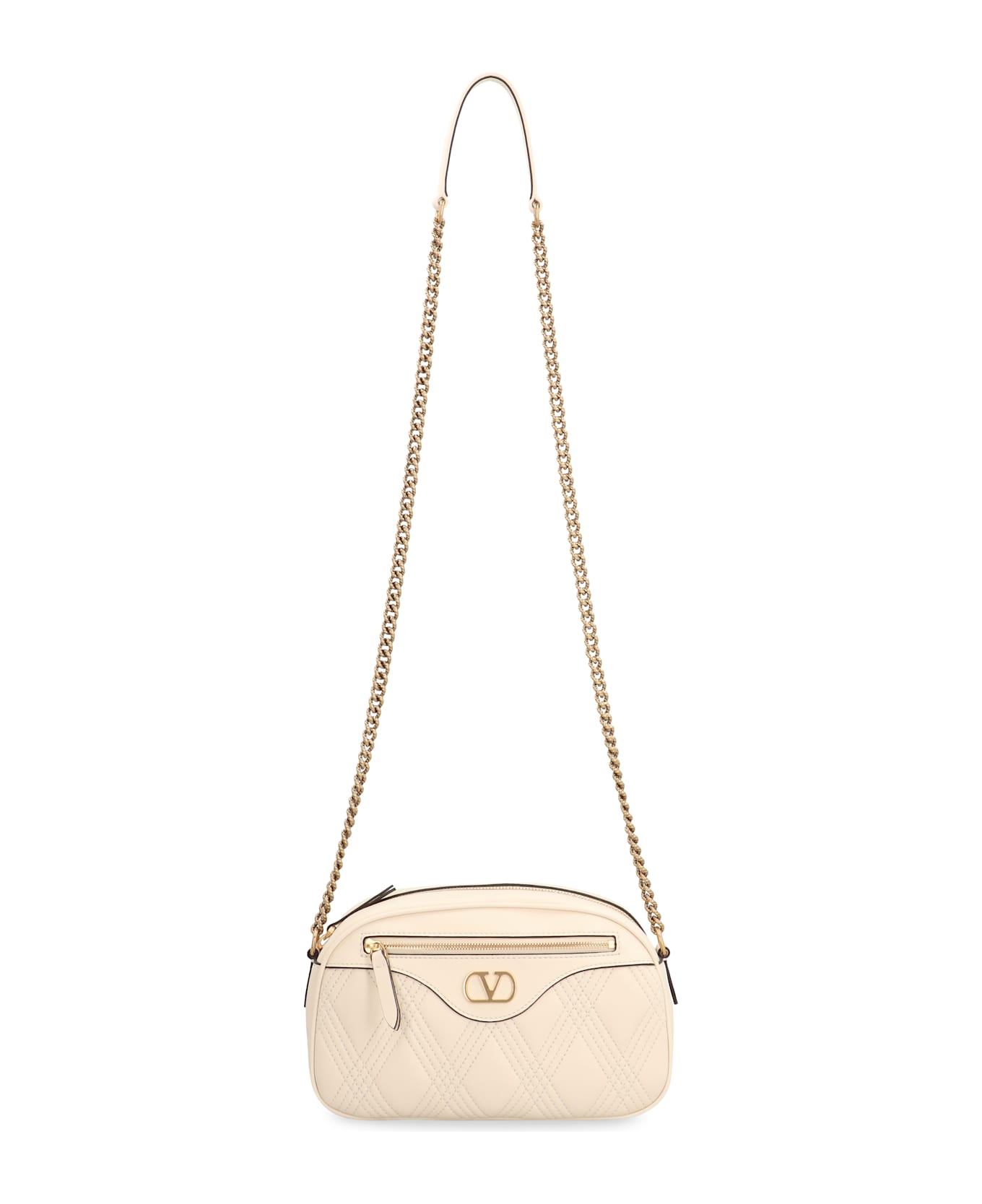 Valentino Garavani Quiltie 67 Leather Shoulder Bag - Ivory