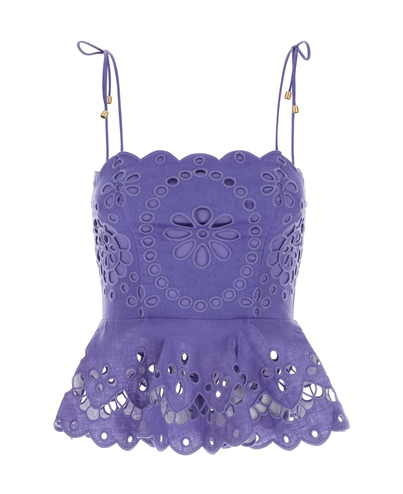 Zimmermann Purple Broderie Anglaise Pop Top - BLUE