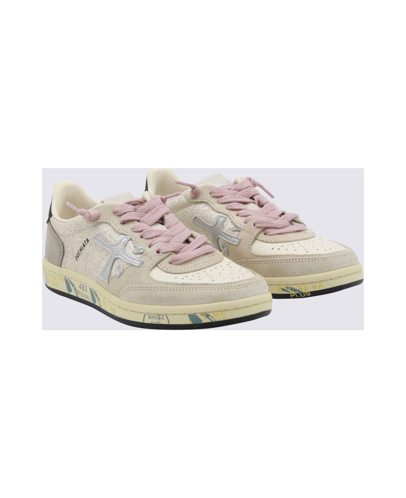 Premiata Beige Leather Basket Clayd Sneakers