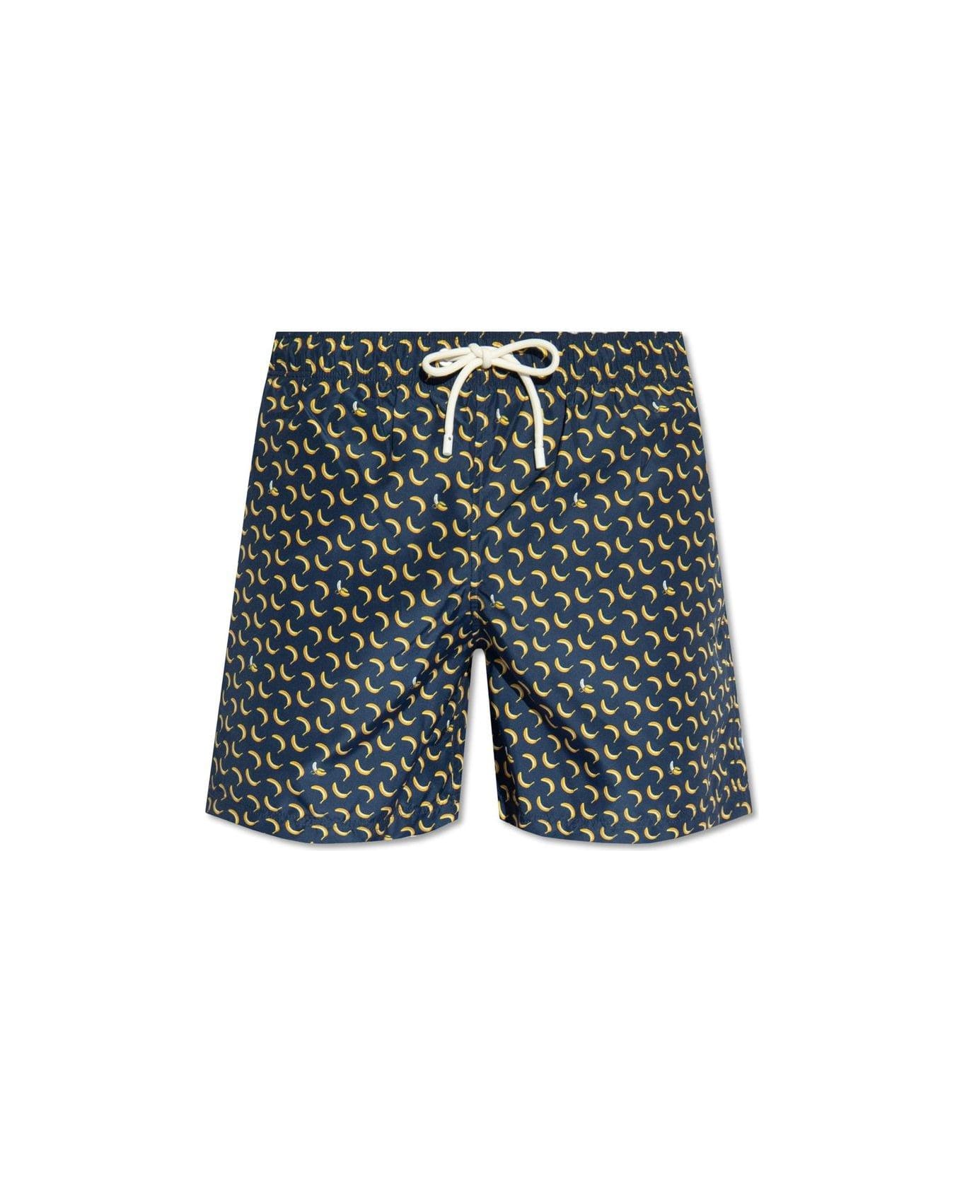 Palm Angels Banana-printed Drawstring Swim Shorts - NAVY BLUE