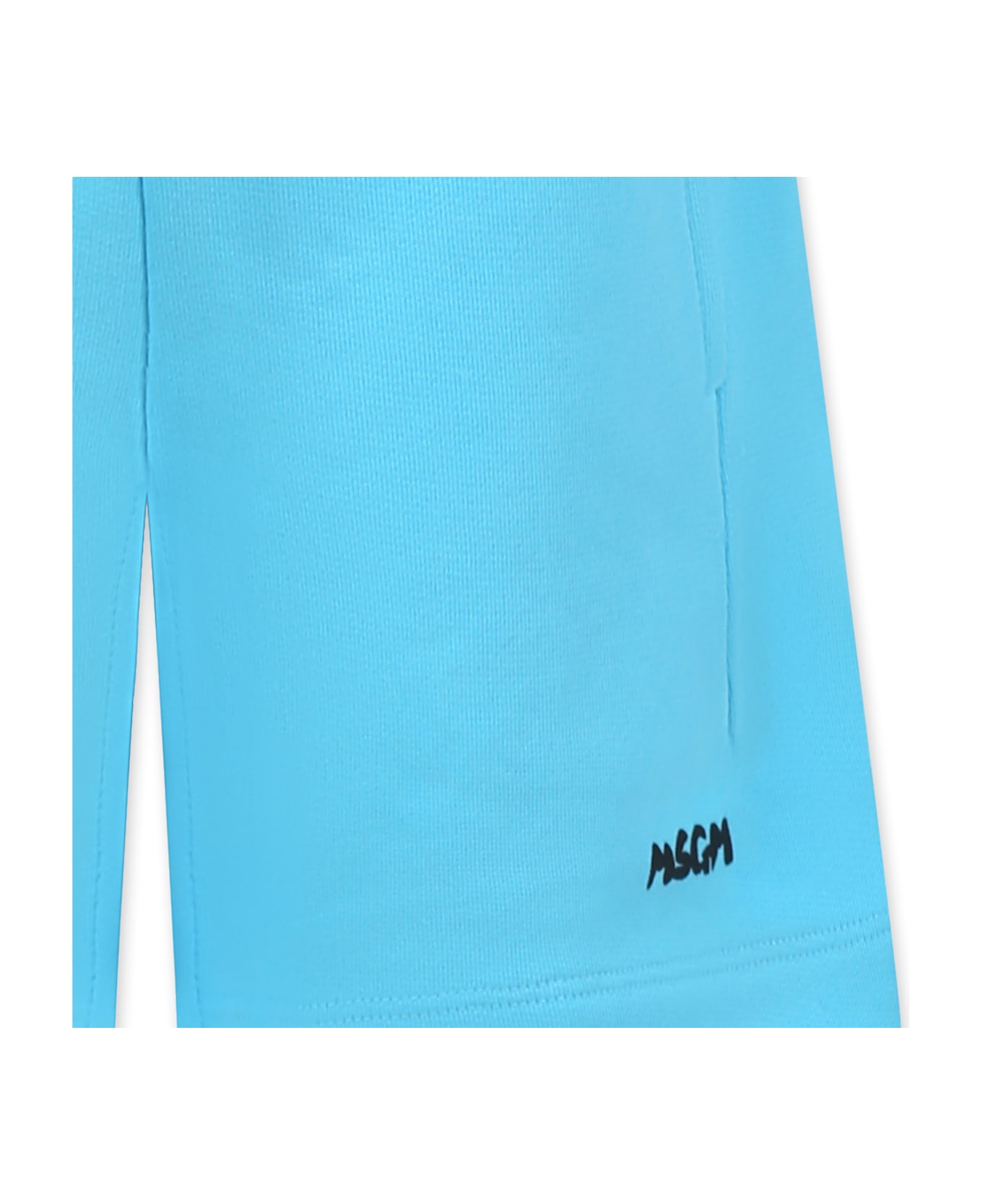 MSGM Light Blue Shorts For Kids With Logo - Light Blue