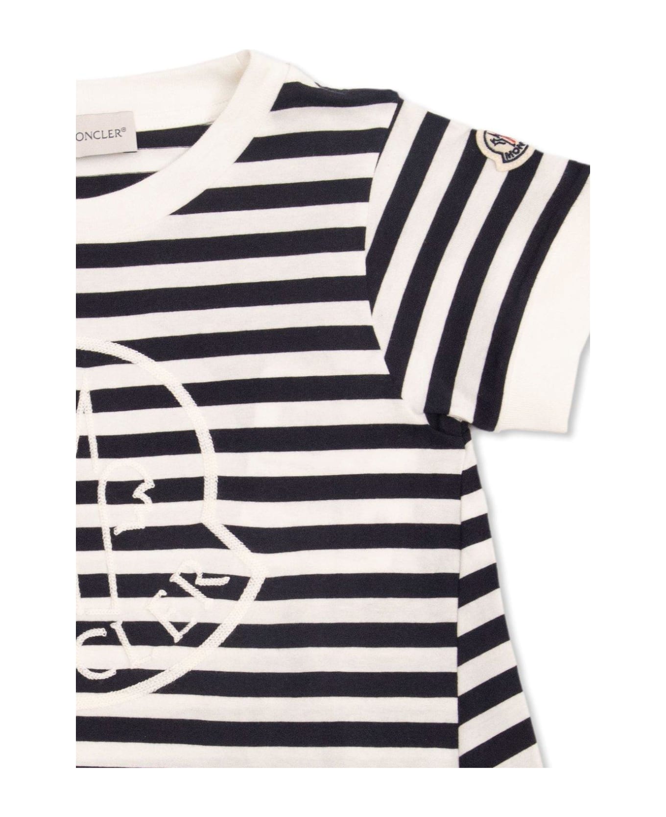 Moncler Logo Embroidered Striped T-shirt - Striped Tシャツ＆ポロシャツ